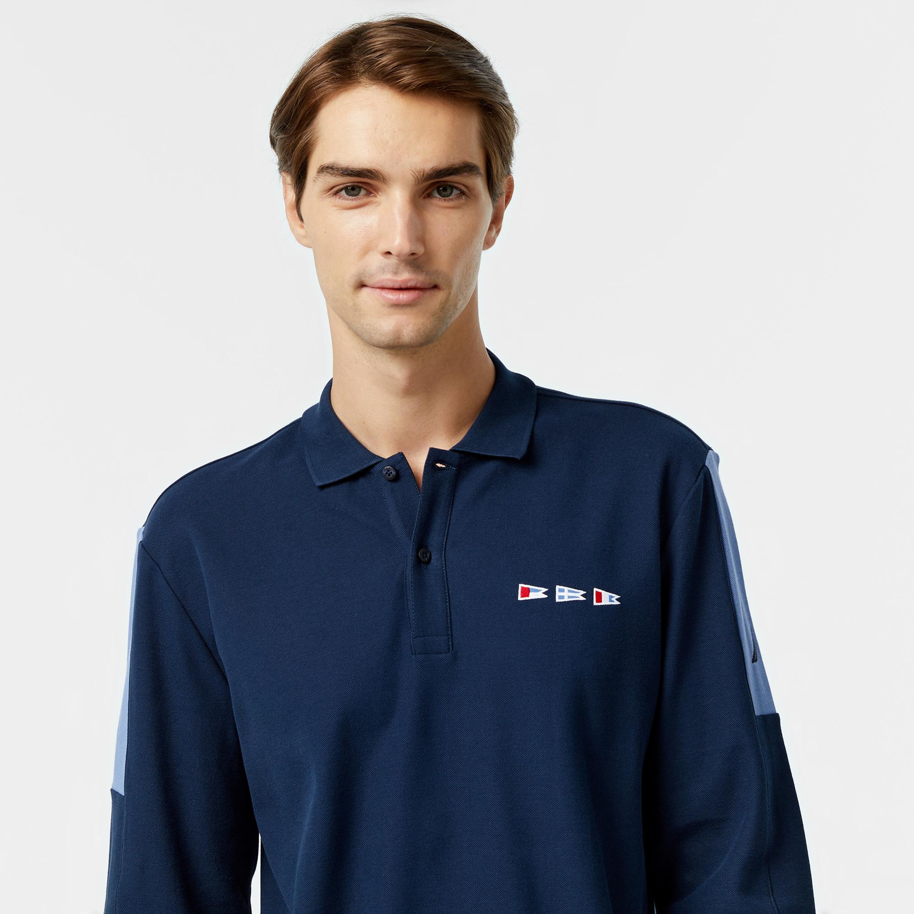 Nautica Erkek Lacivert Uzun Kollu Polo Yaka T-Shirt