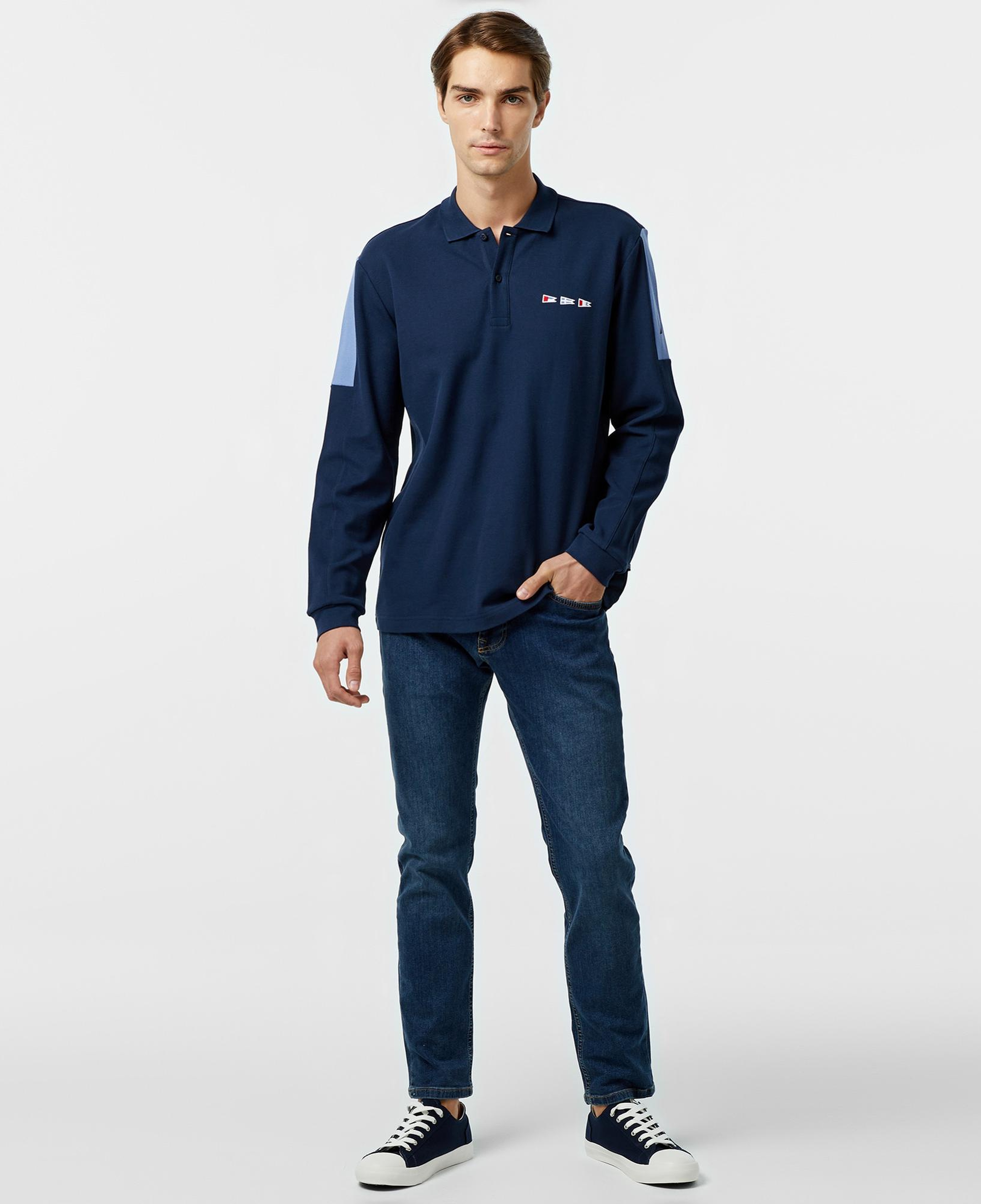 Nautica Erkek Lacivert Uzun Kollu Polo Yaka T-Shirt