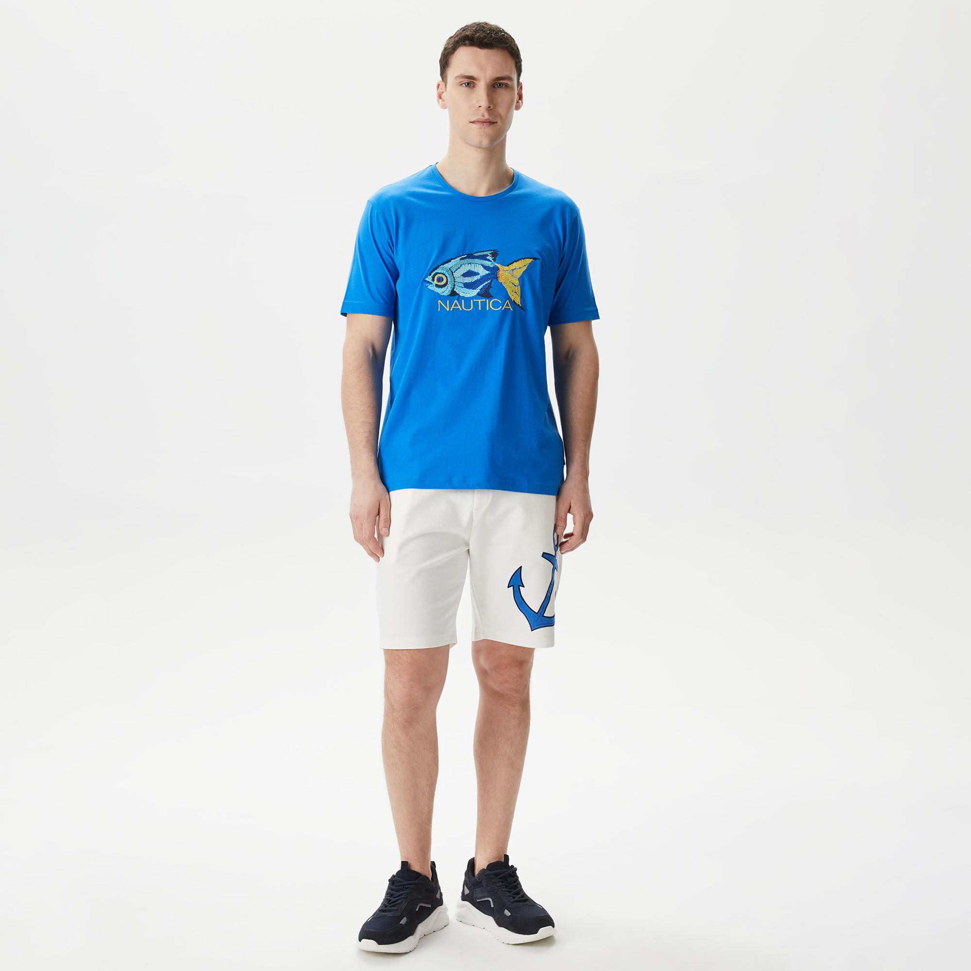Nautica Erkek Mavi Standart Fit T-Shirt