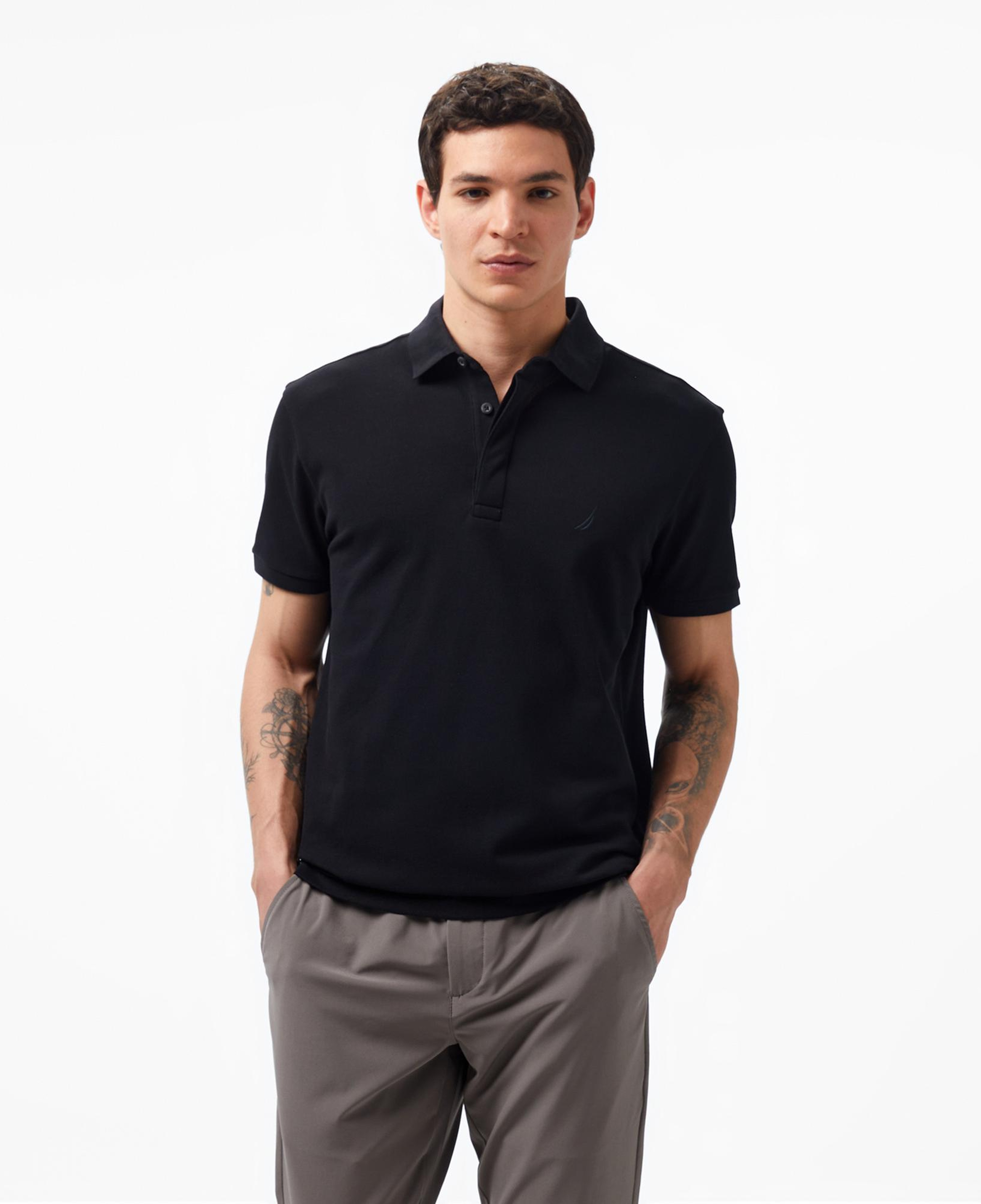 Nautica Erkek Siyah Slim Fit Kısa Kollu Polo Yaka T-Shirt