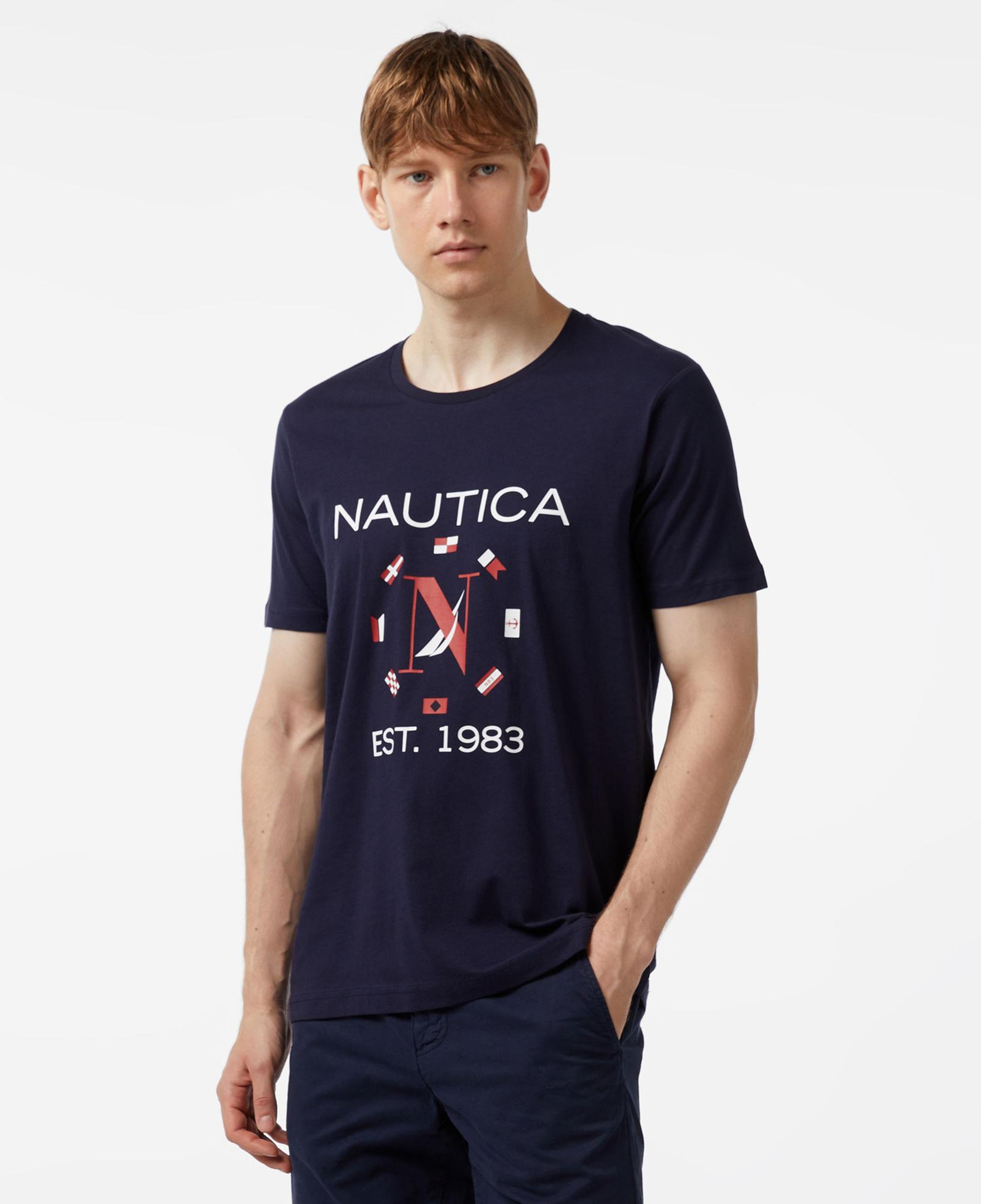Nautica Erkek Lacivert Standart Fit Kısa Kollu Baskılı T-Shirt