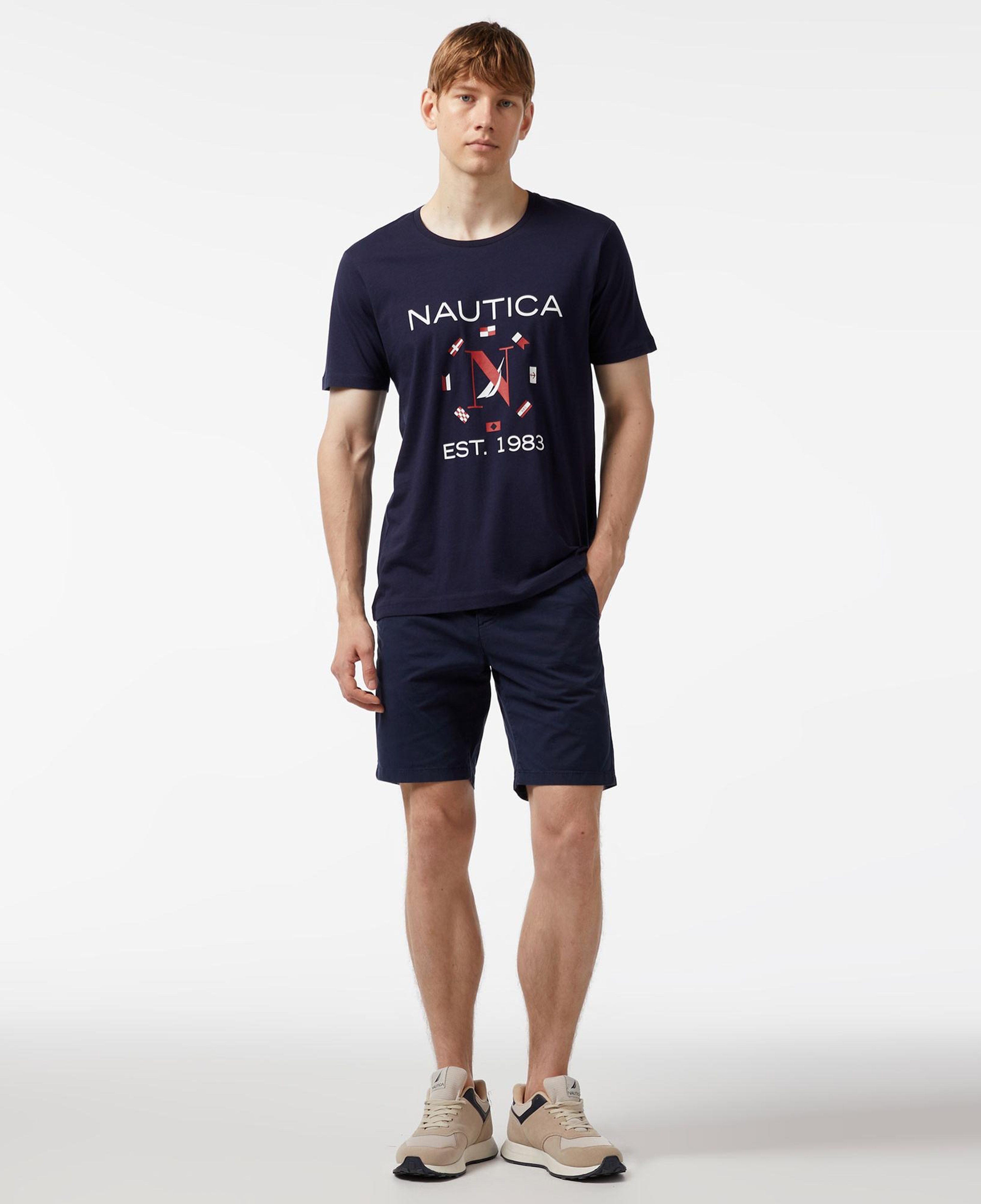 Nautica Erkek Lacivert Standart Fit Kısa Kollu Baskılı T-Shirt
