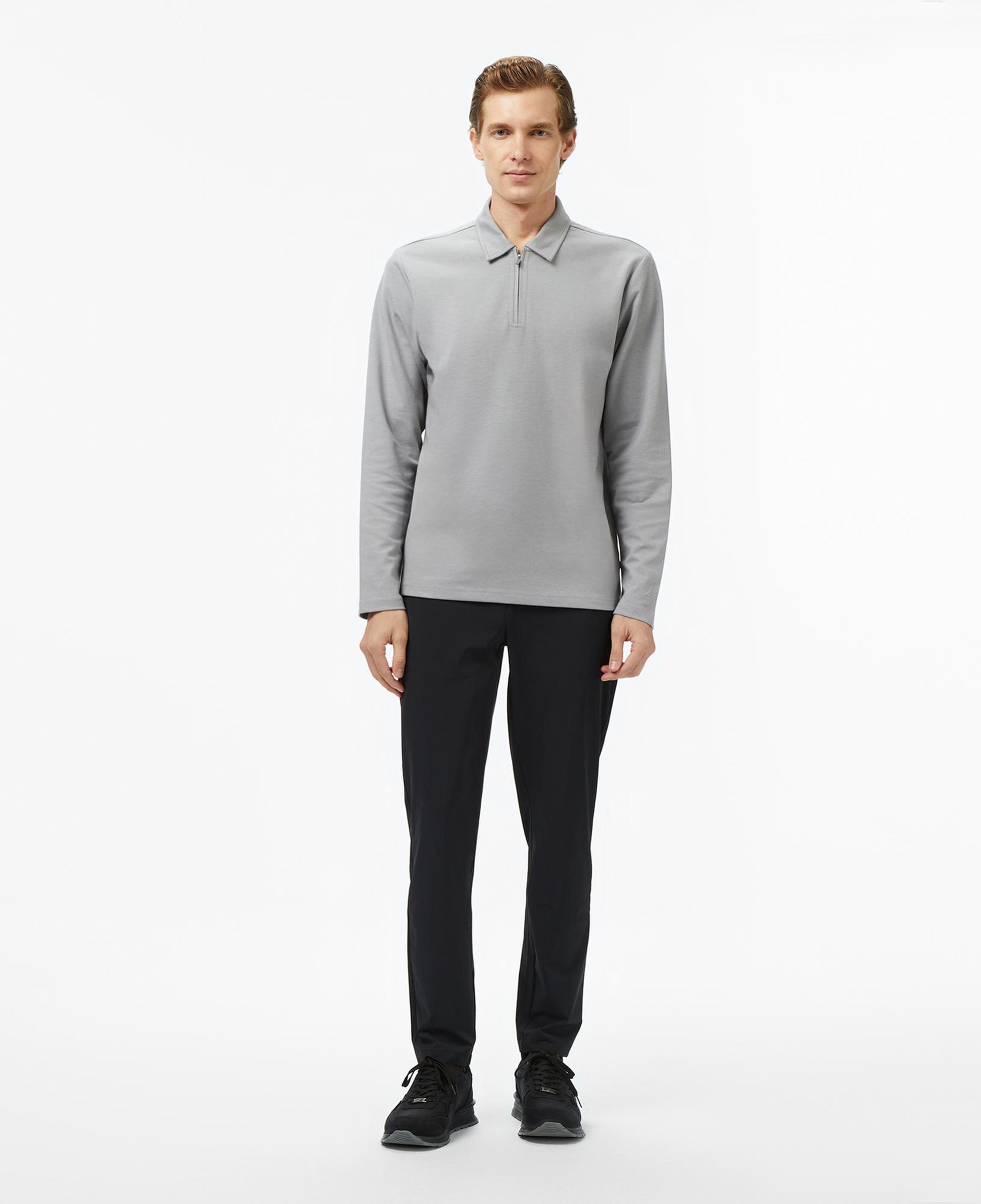 Nautica Erkek Gri Classic Fit Uzun Kollu Polo Yaka T-Shirt