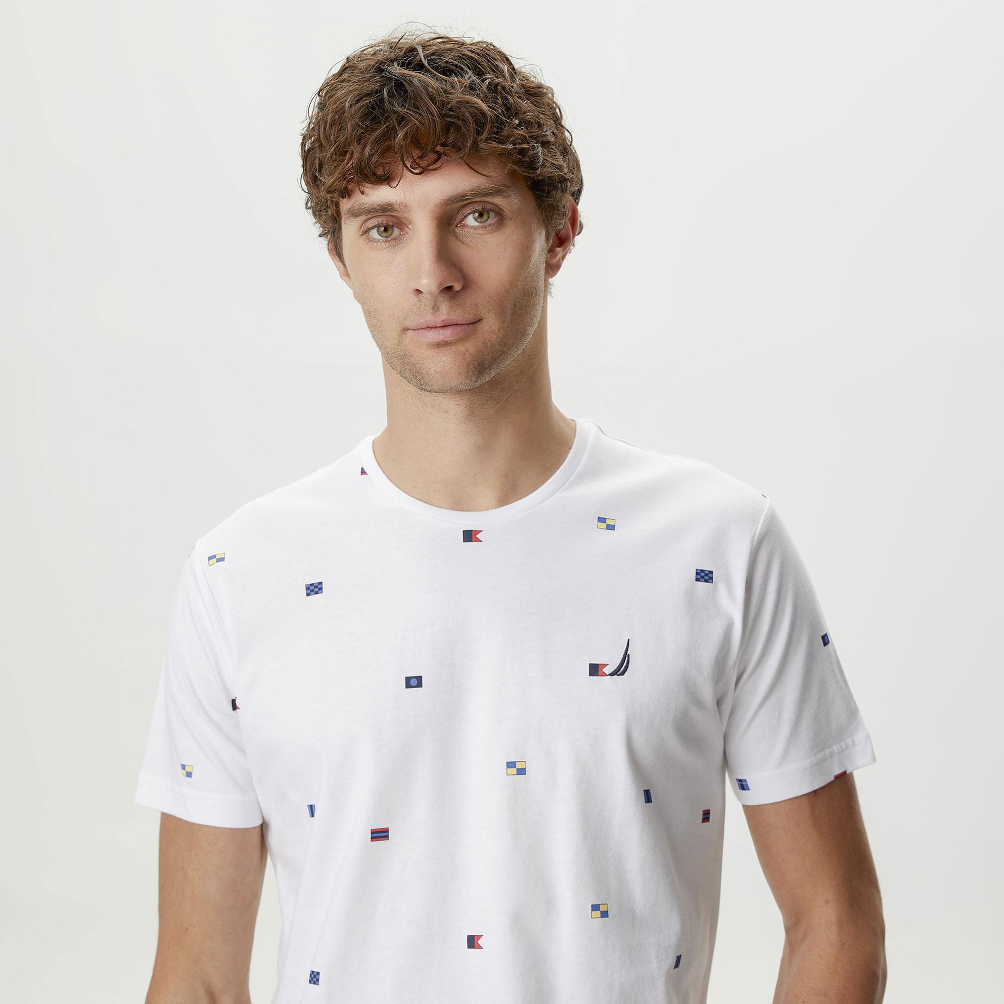 Nautica Erkek Beyaz Standart Fit T-Shirt