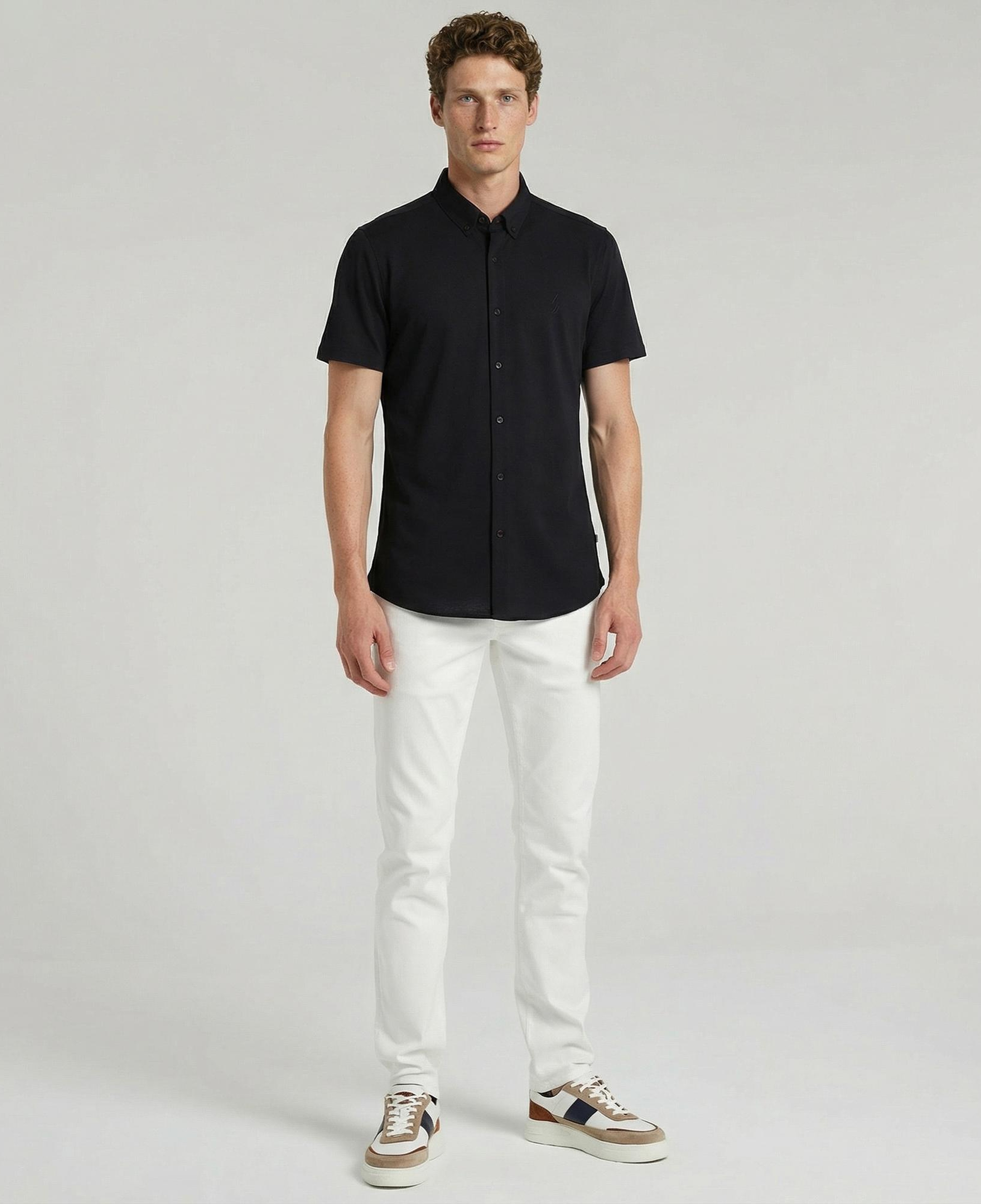 Nautica Erkek Siyah Slim Fit Kısa Kollu Gömlek