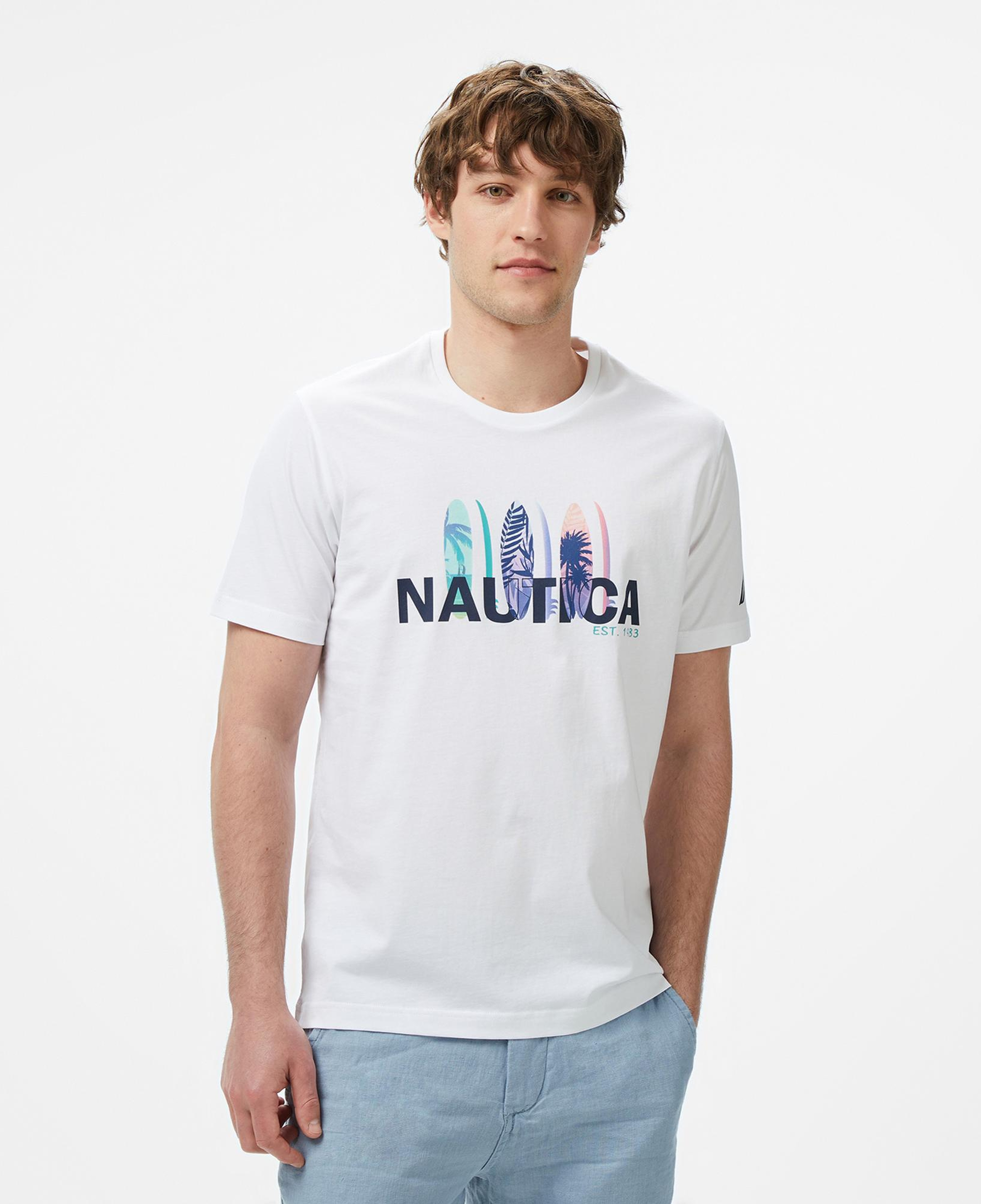 Nautica Erkek Beyaz Regular Fit T-Shirt
