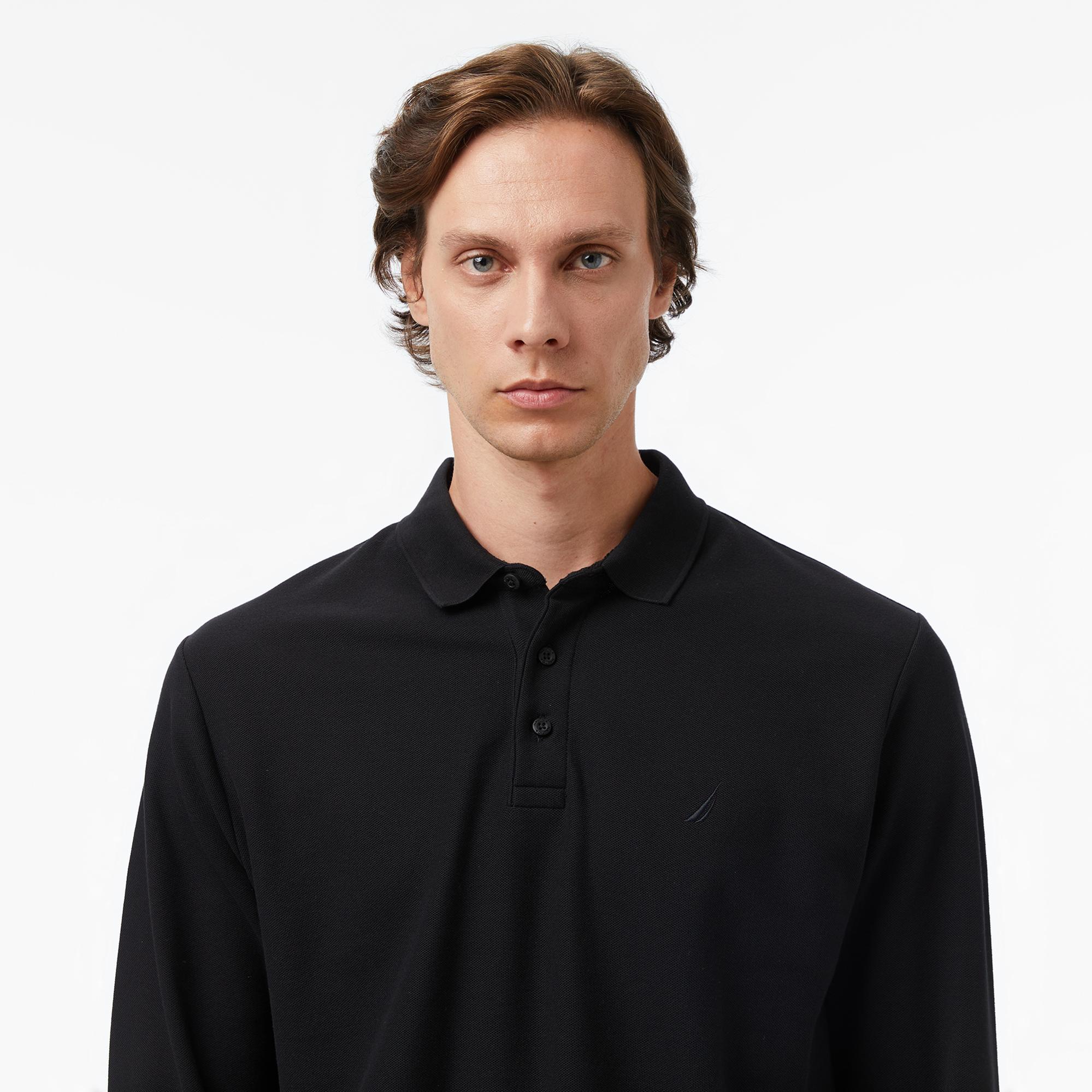 Nautica Erkek Siyah Classic Fit Uzun Kollu Polo Yaka T-Shirt