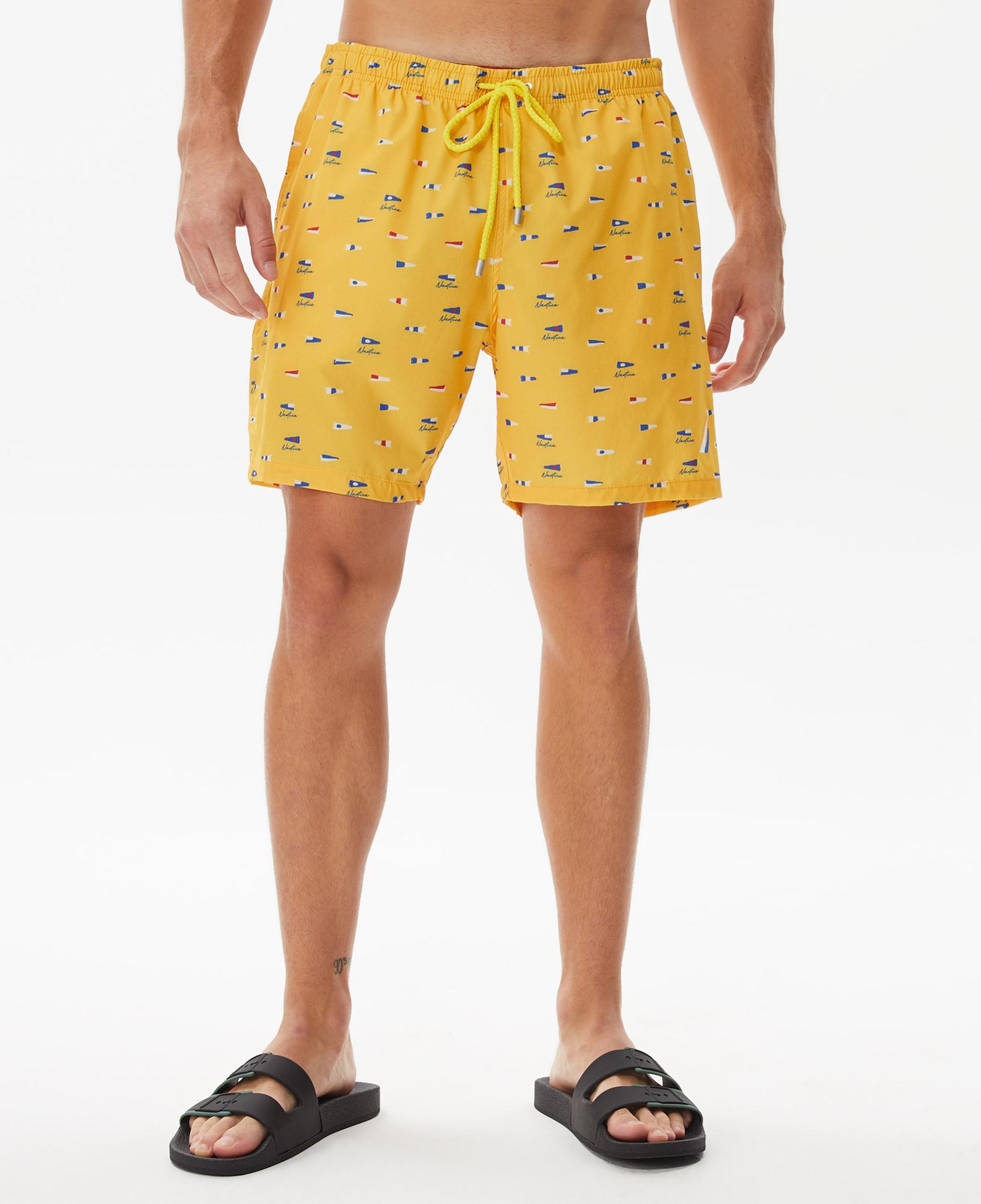 Nautica Erkek Sarı Baskılı Deniz Şortu