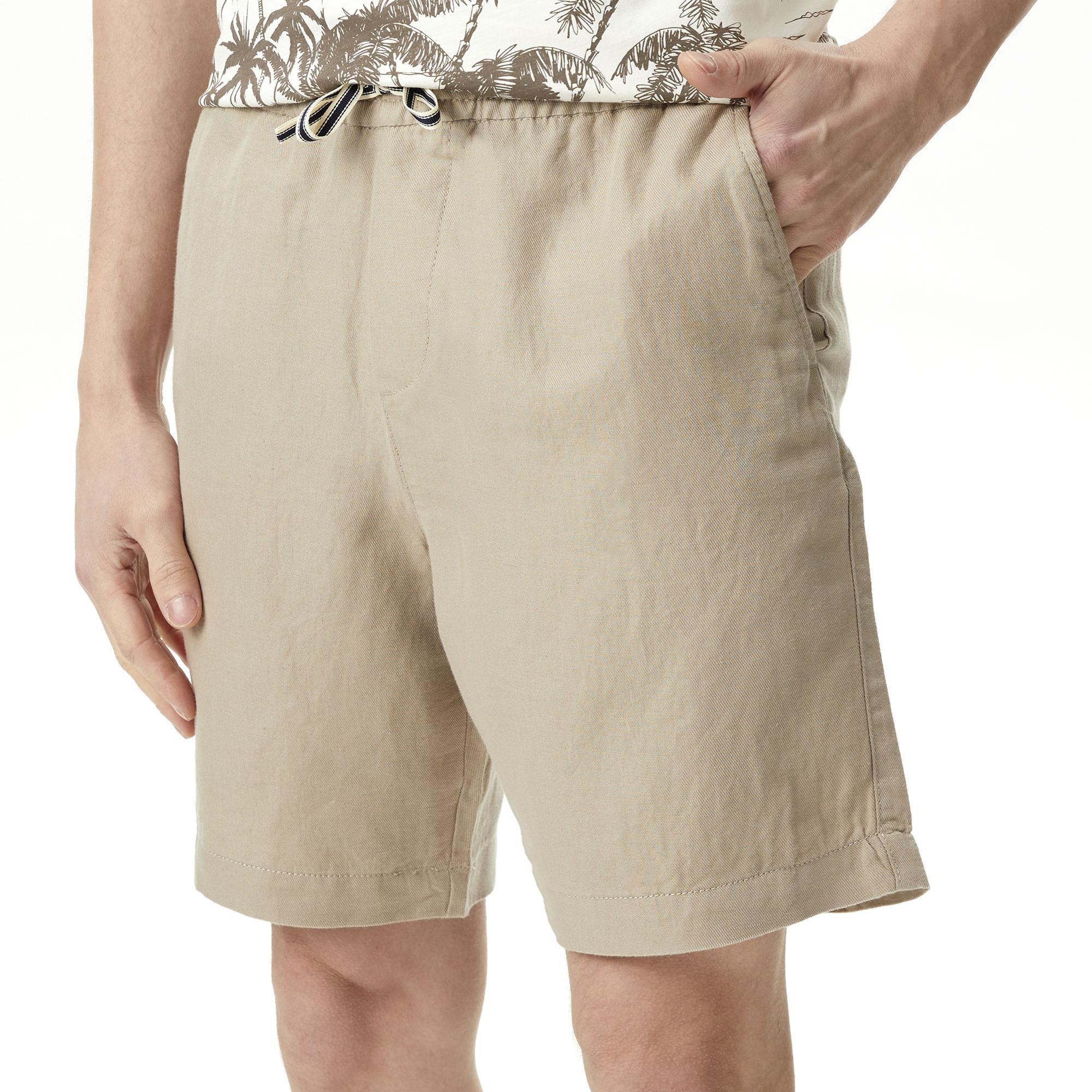 Nautica Erkek Bej Classic Fit Keten Bermuda