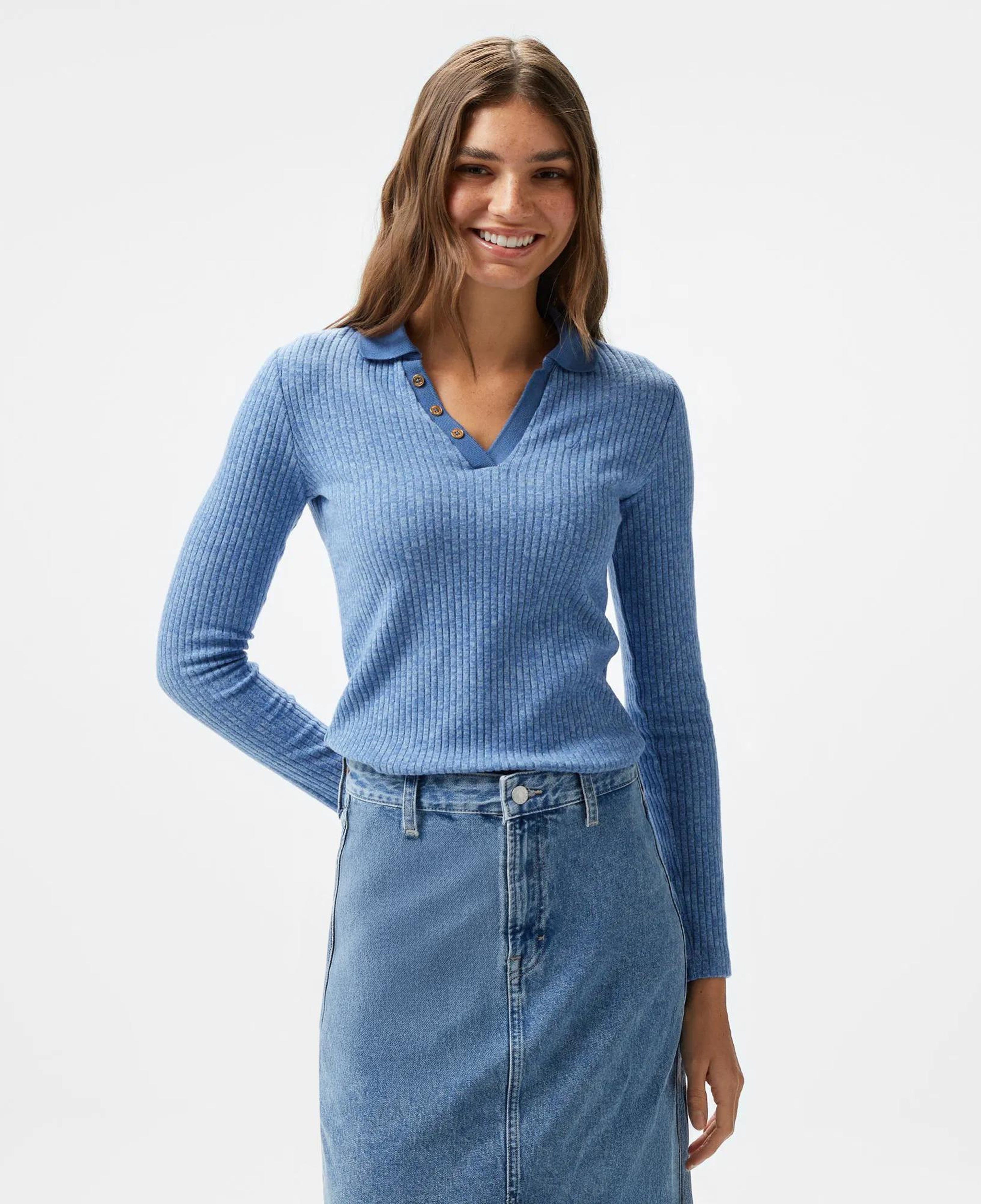 Nautica Kadın Mavi Uzun Kollu Polo