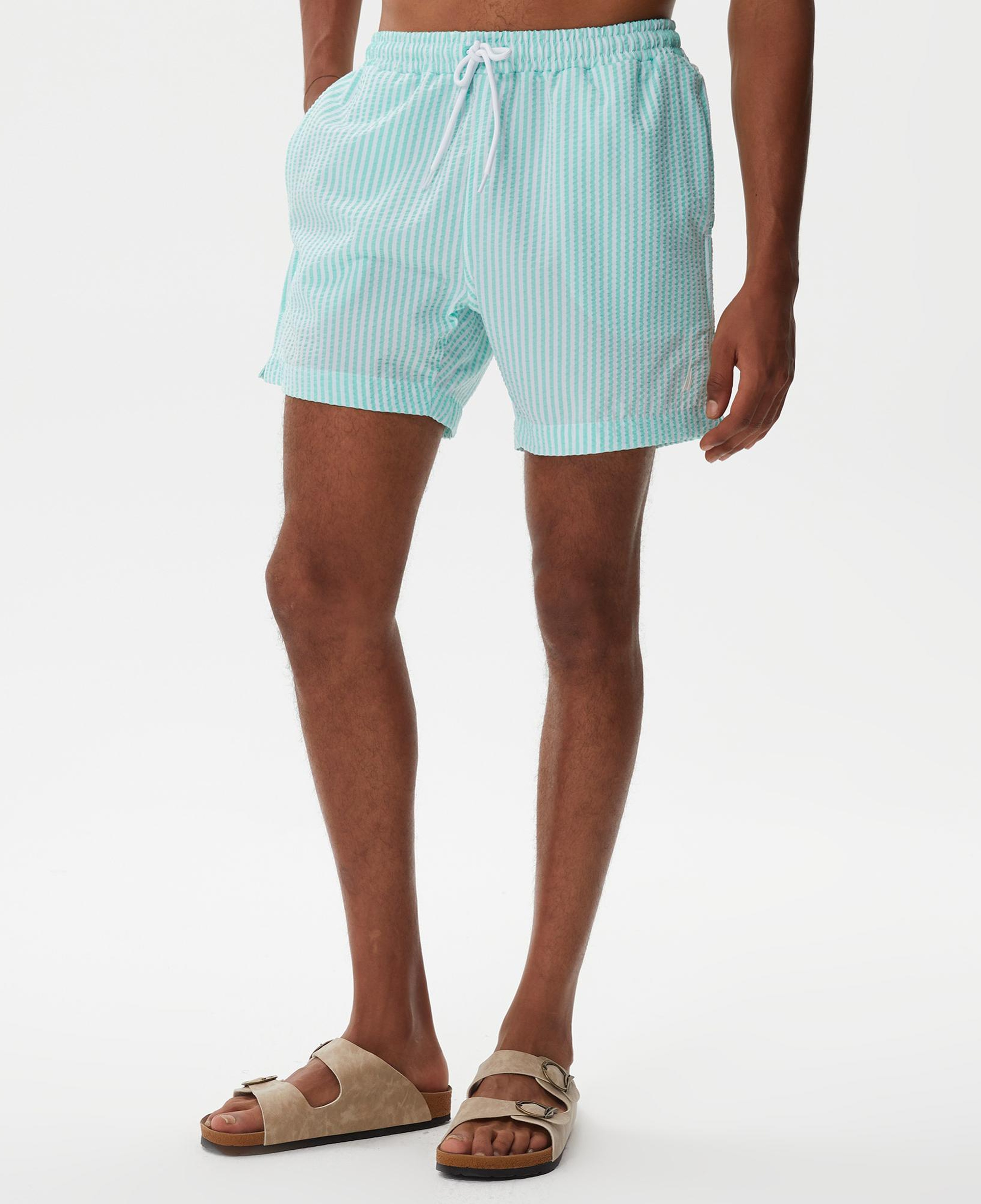 Nautica Erkek Yeşil Çizgili Deniz Şortu