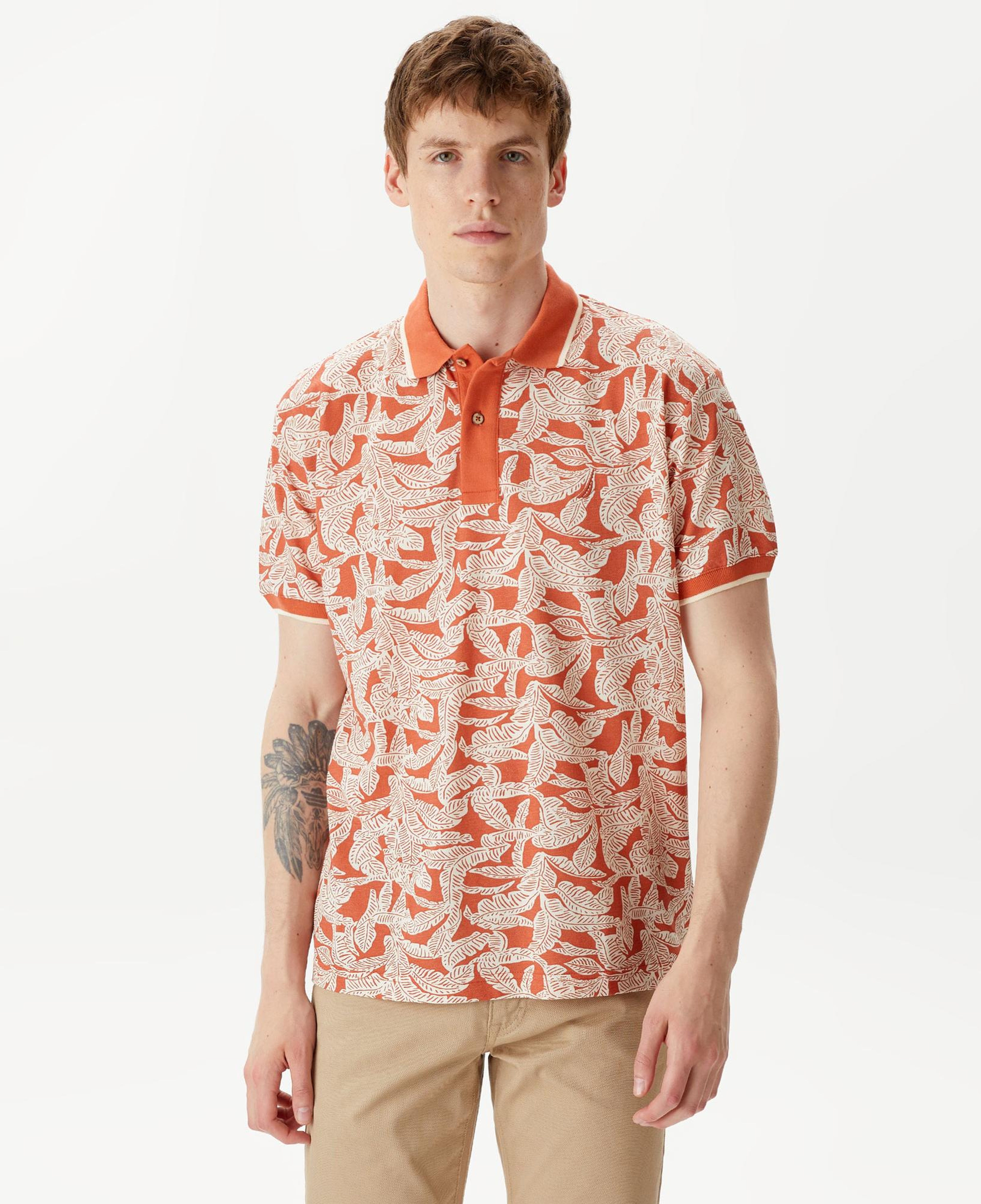 Nautica Erkek Turuncu Classic Fit Kısa Kollu Baskılı Polo Yaka T-Shirt