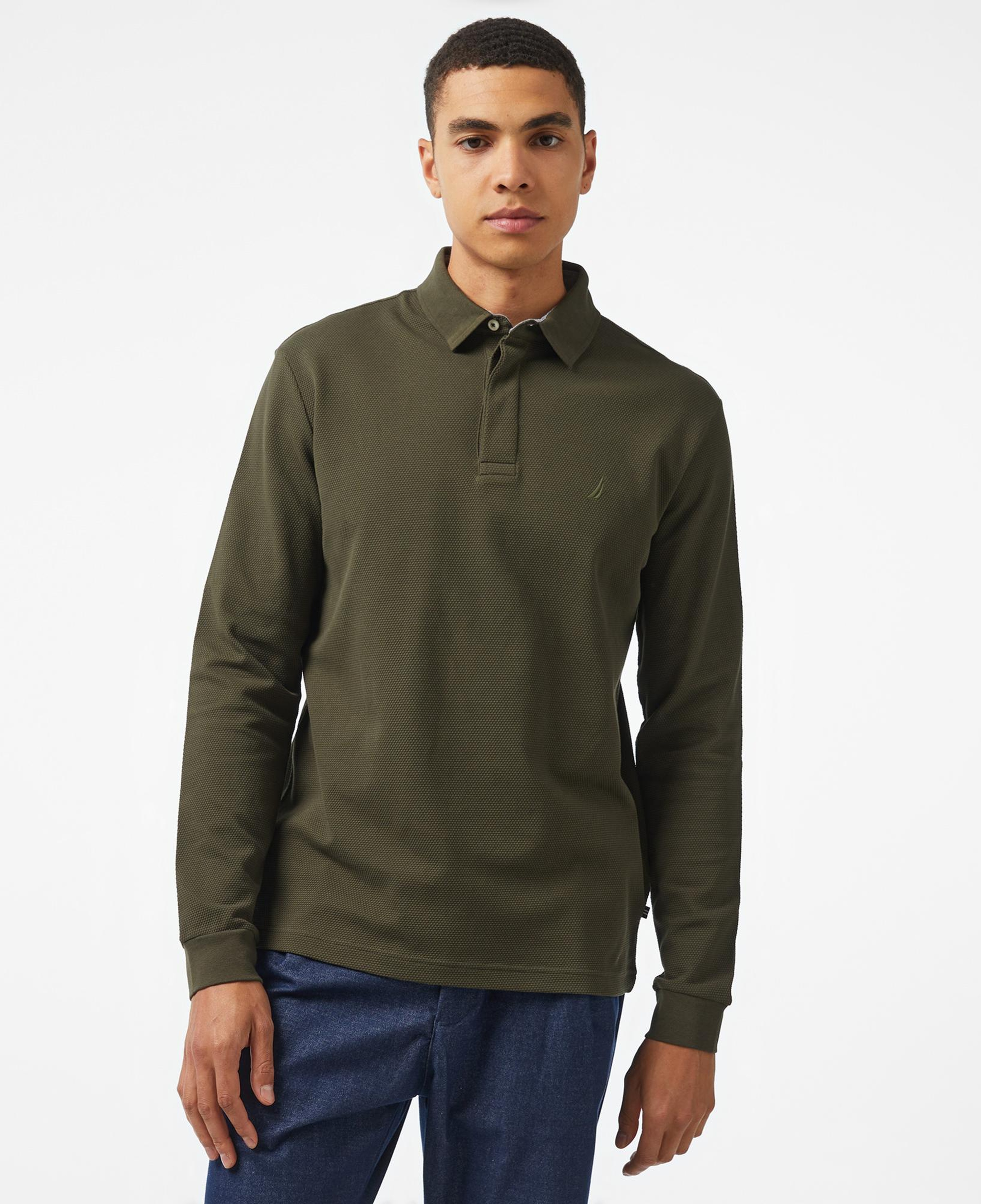 Nautica Erkek Yeşil Slim Fit Uzun Kollu Polo Yaka T-Shirt