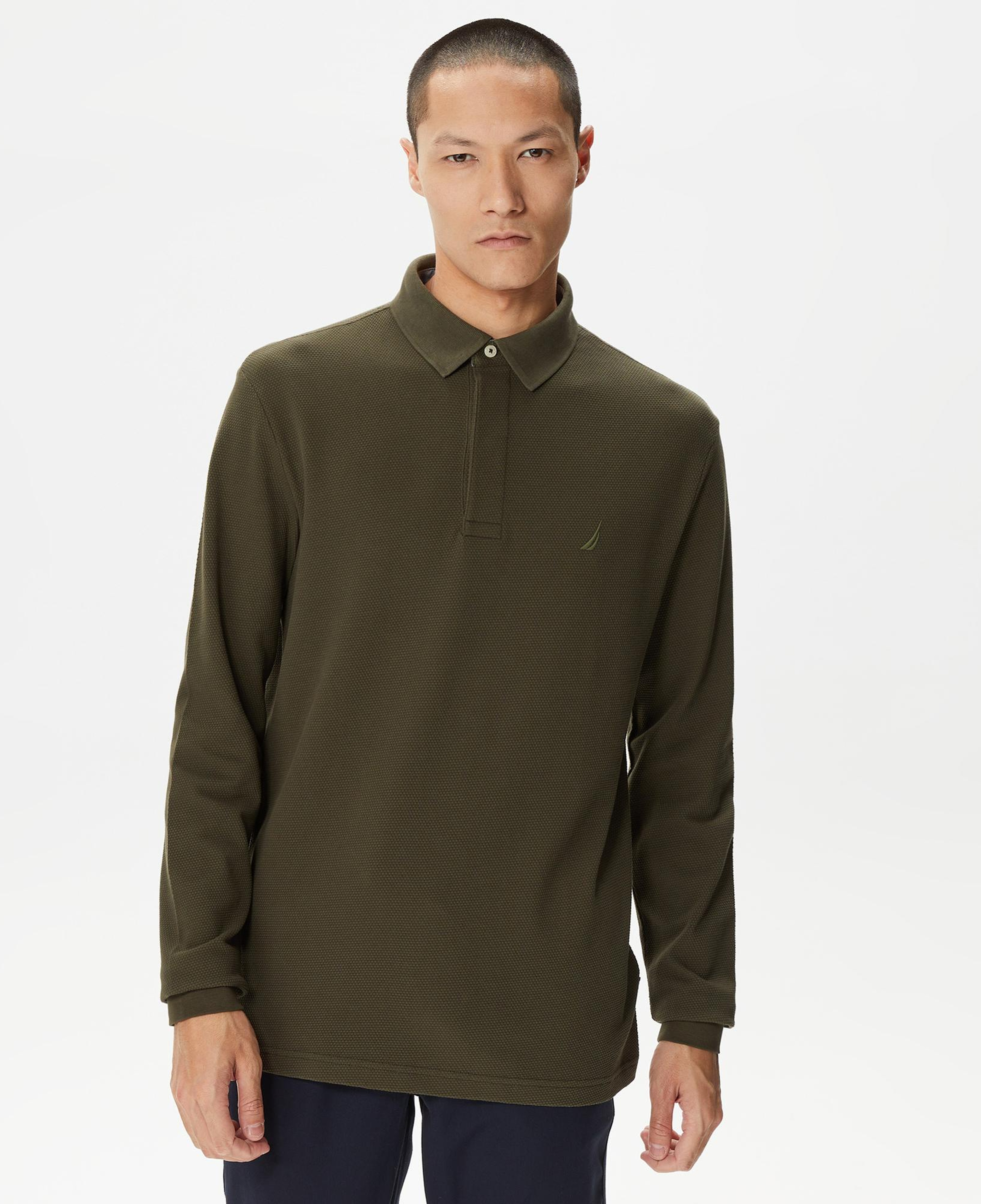 Nautica Erkek Yeşil Slim Fit Uzun Kollu Polo Yaka T-Shirt