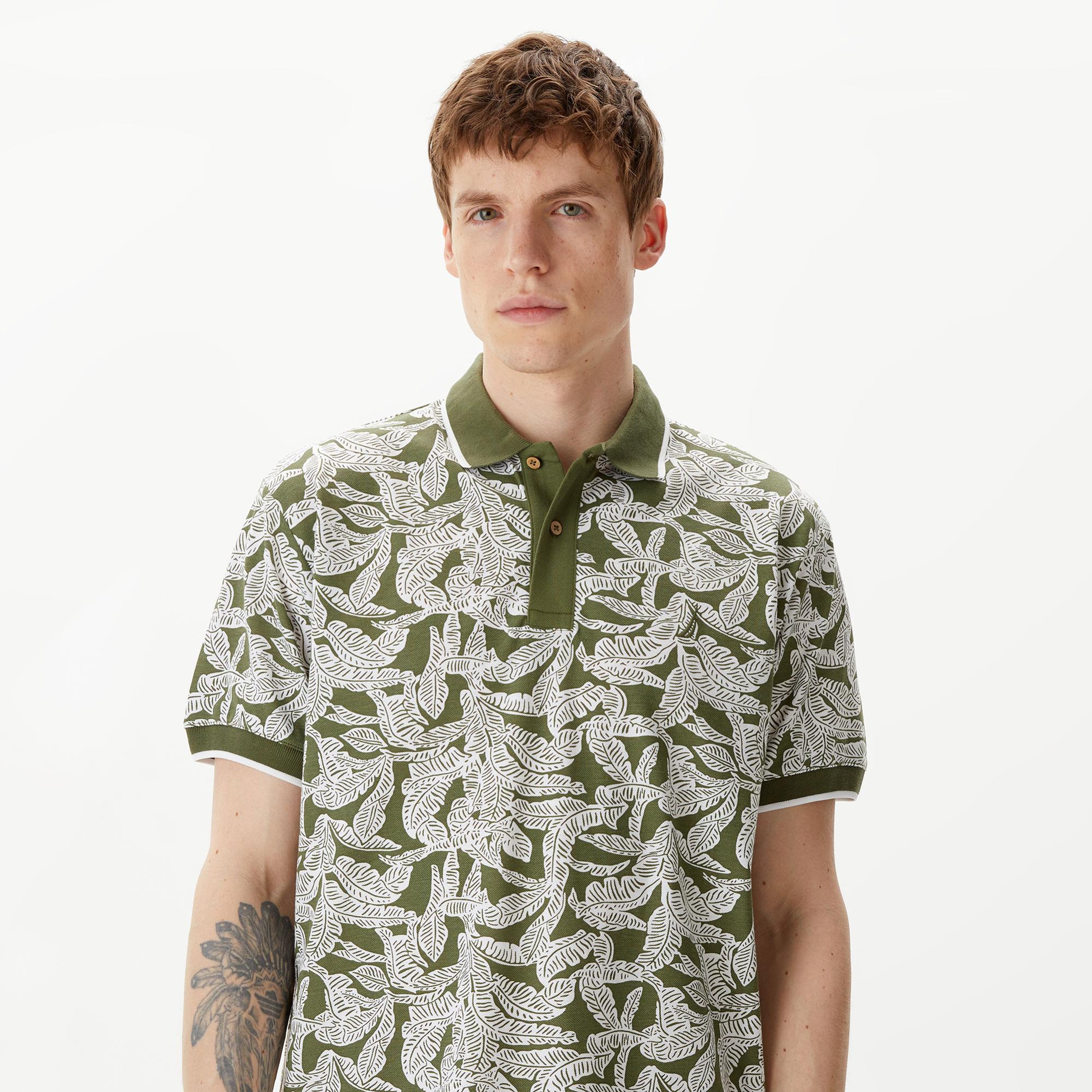 Nautica Erkek Yeşil Classic Fit Kısa Kollu Baskılı Polo Yaka T-Shirt