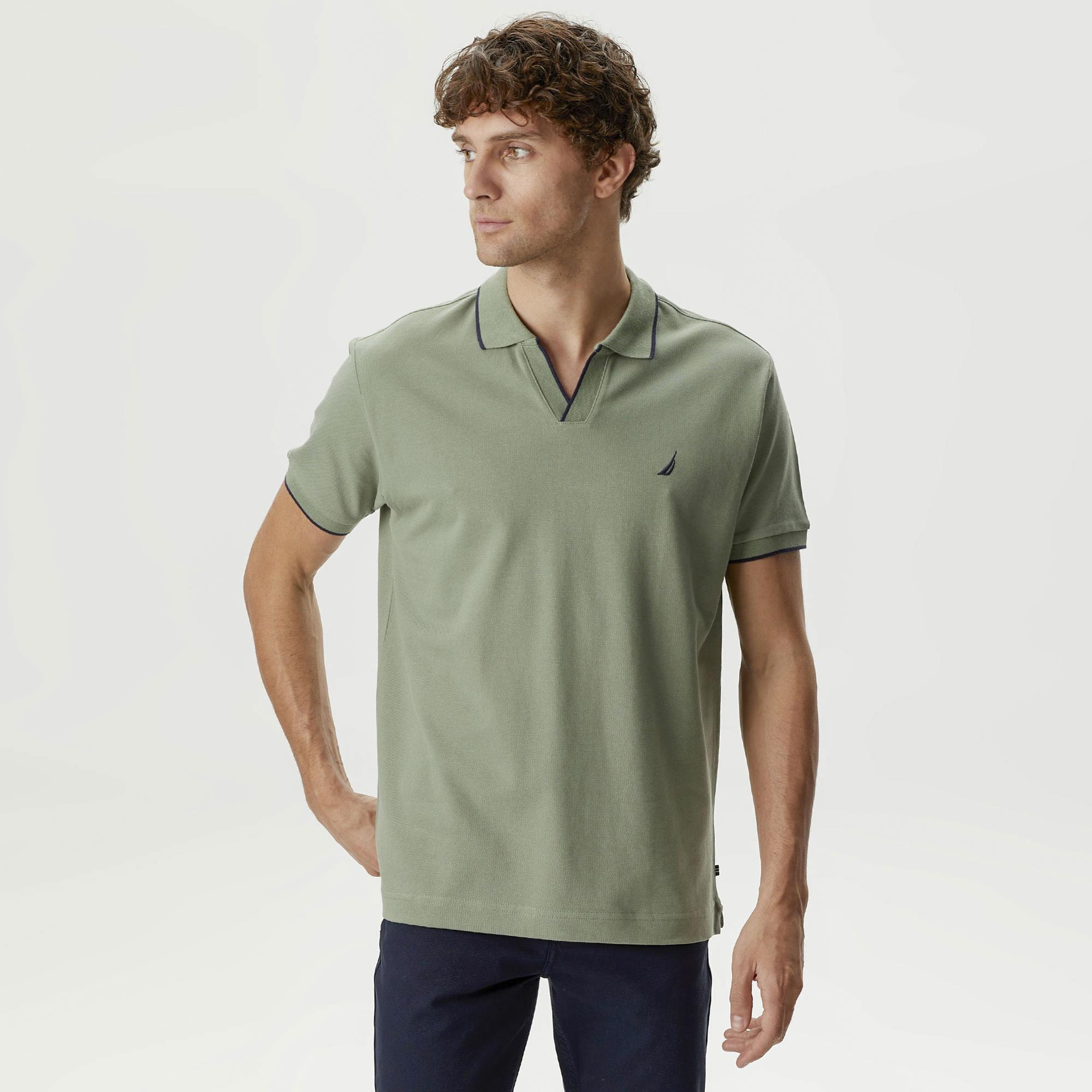 Nautica Erkek Yeşil Classic Fit Kısa Kollu Polo Yaka T-Shirt