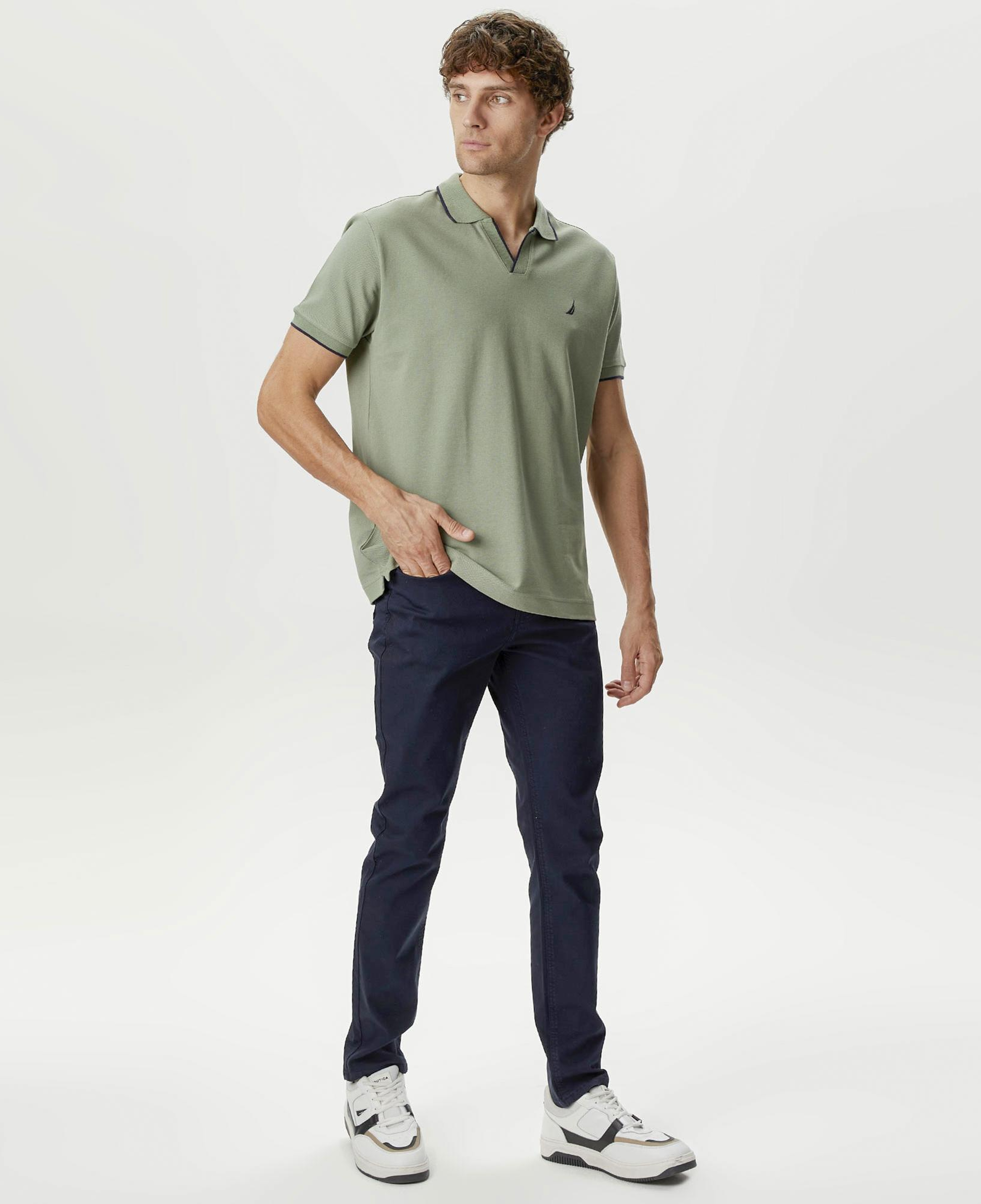 Nautica Erkek Yeşil Classic Fit Kısa Kollu Polo Yaka T-Shirt