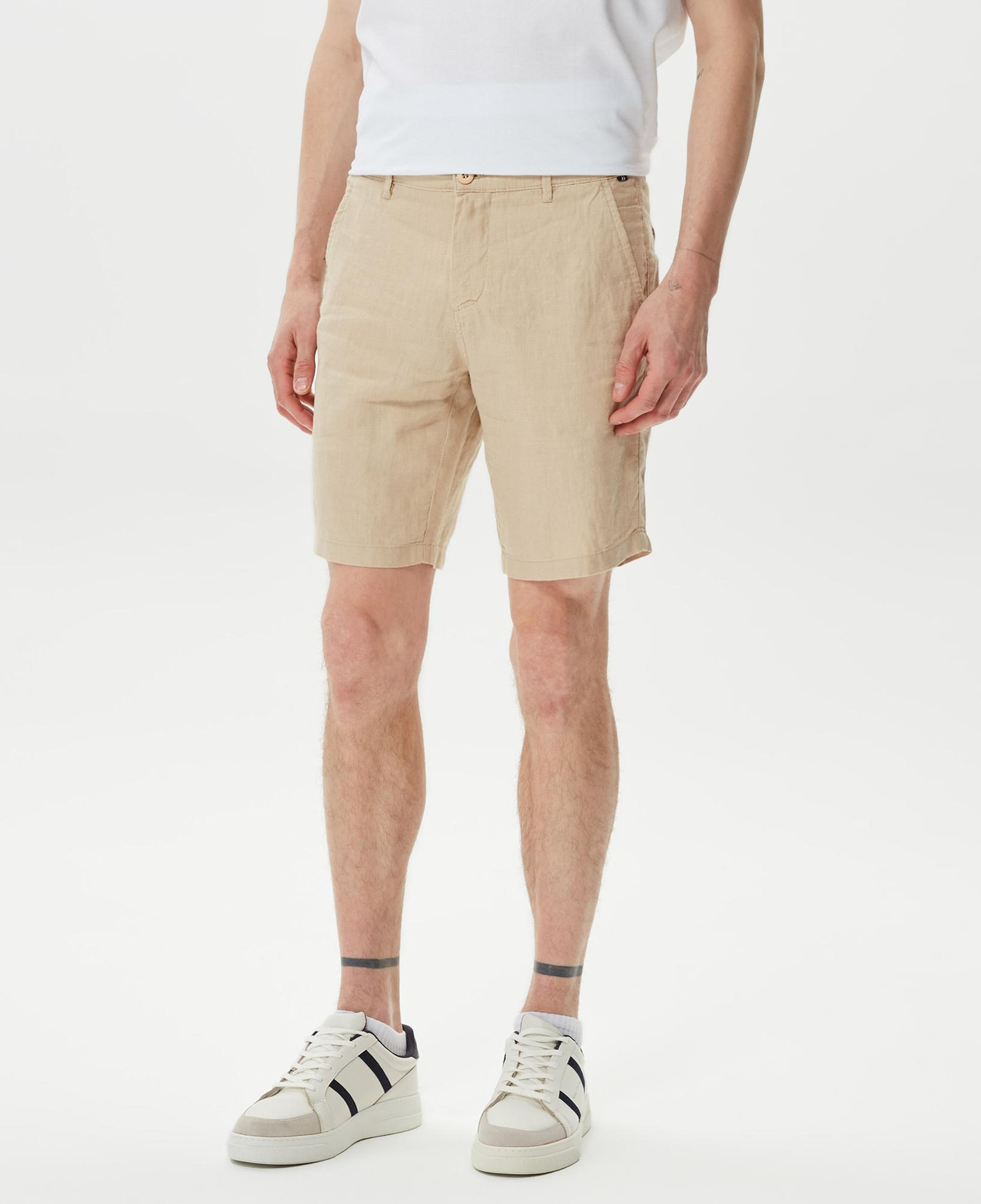 Nautica Erkek Krem Rengi Keten Bermuda