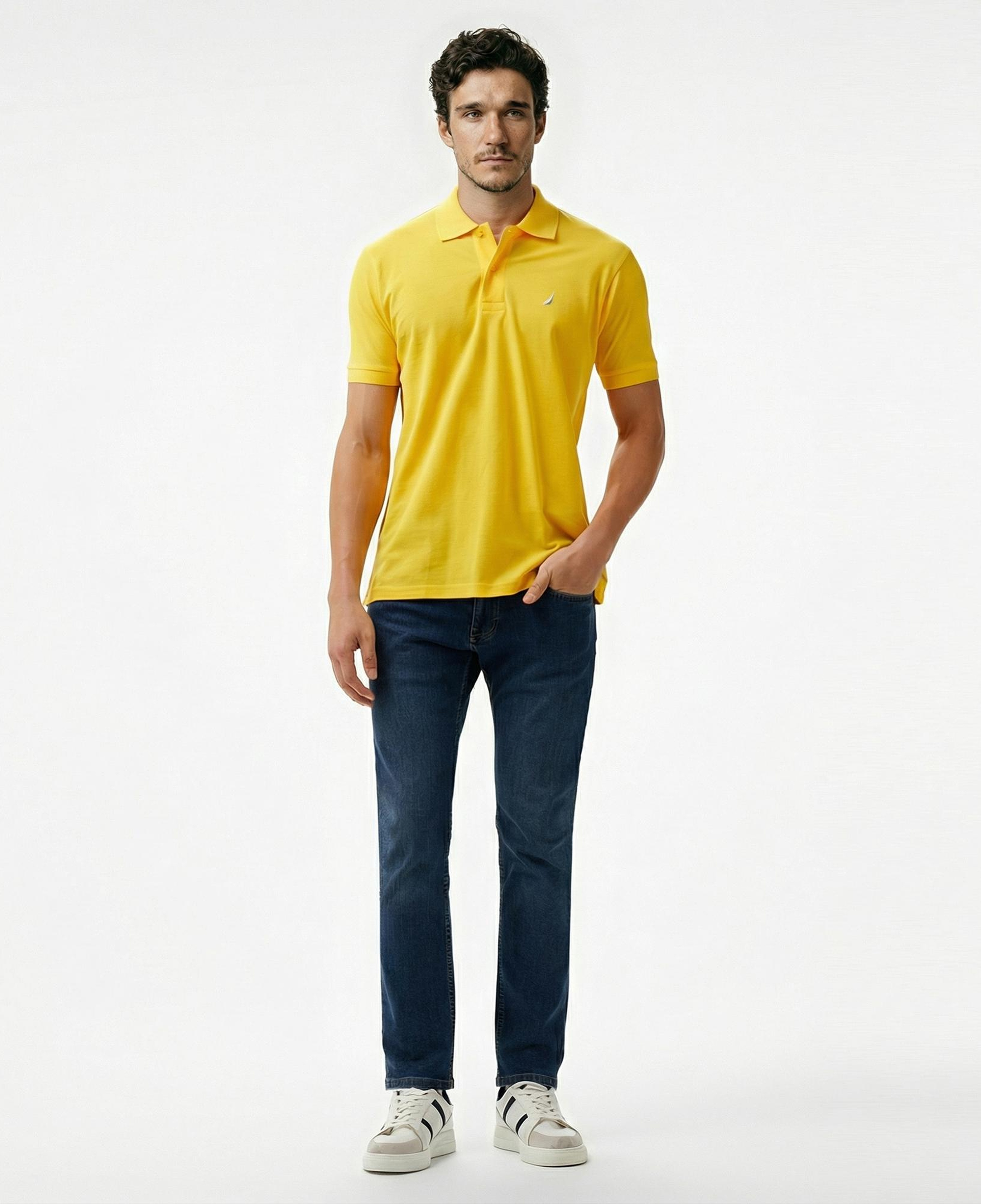 Nautica Erkek Sarı Classic Fit Kısa Kollu Polo Yaka T-Shirt