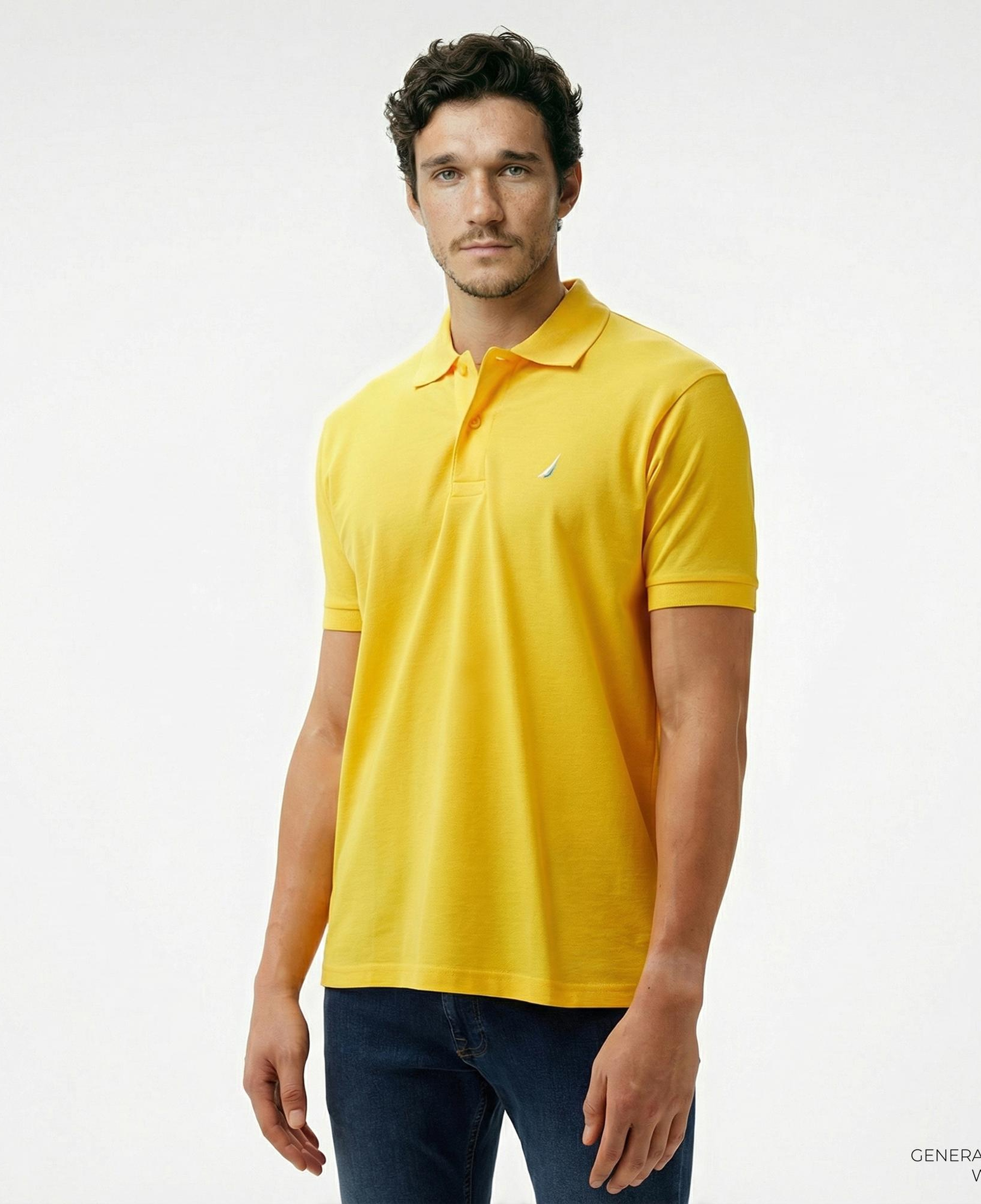 Nautica Erkek Sarı Classic Fit Kısa Kollu Polo Yaka T-Shirt