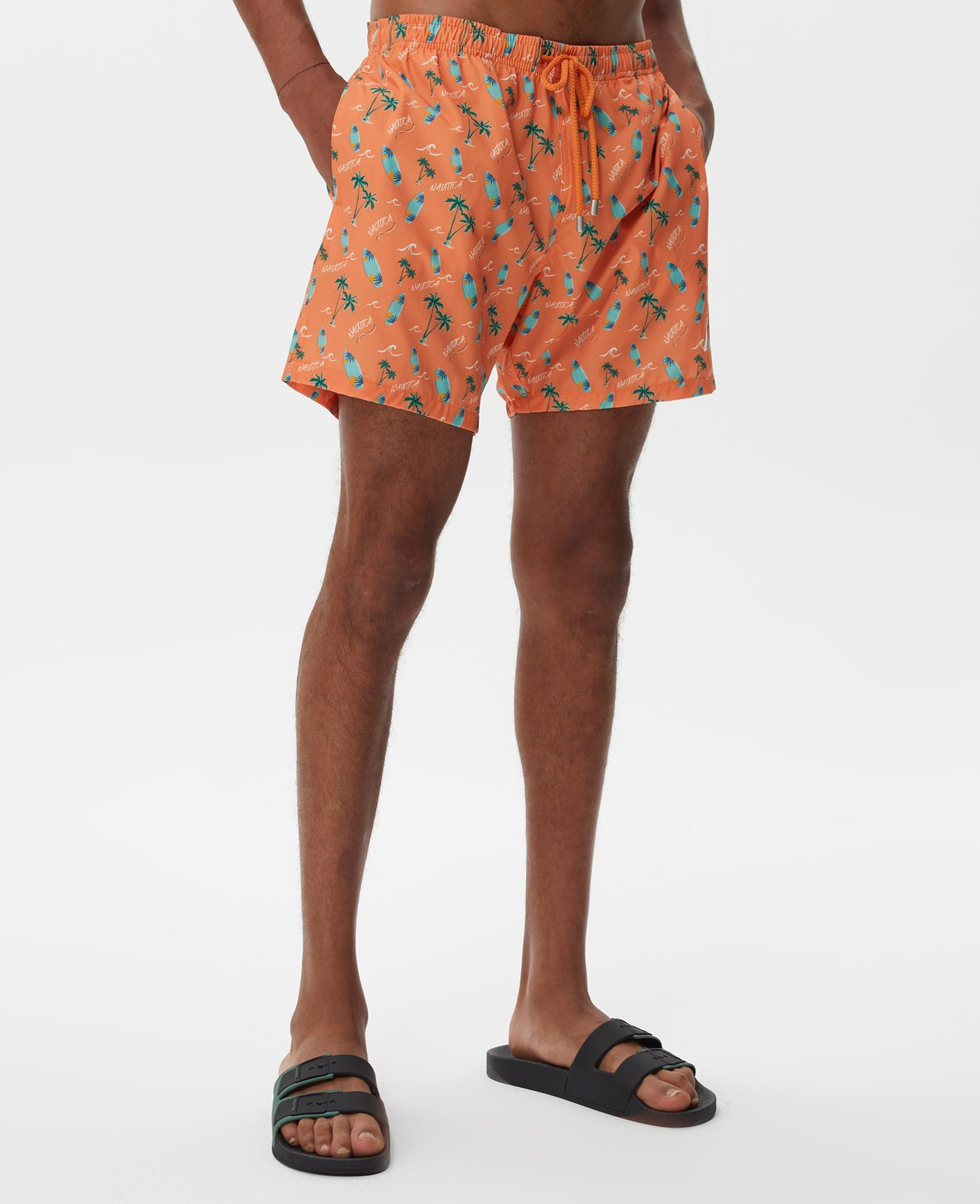 Nautica Erkek Turuncu Baskılı Deniz Şortu
