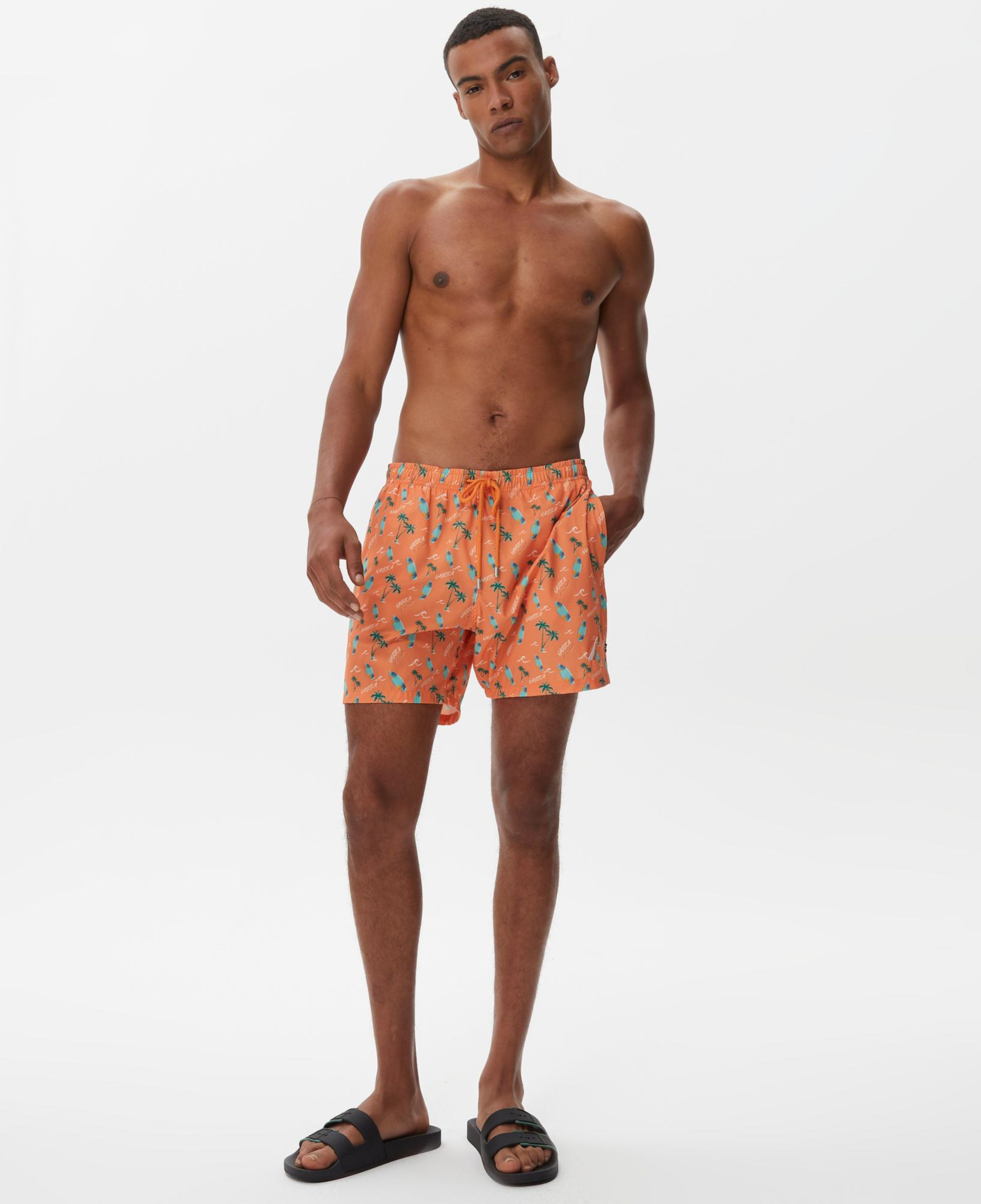 Nautica Erkek Turuncu Baskılı Deniz Şortu