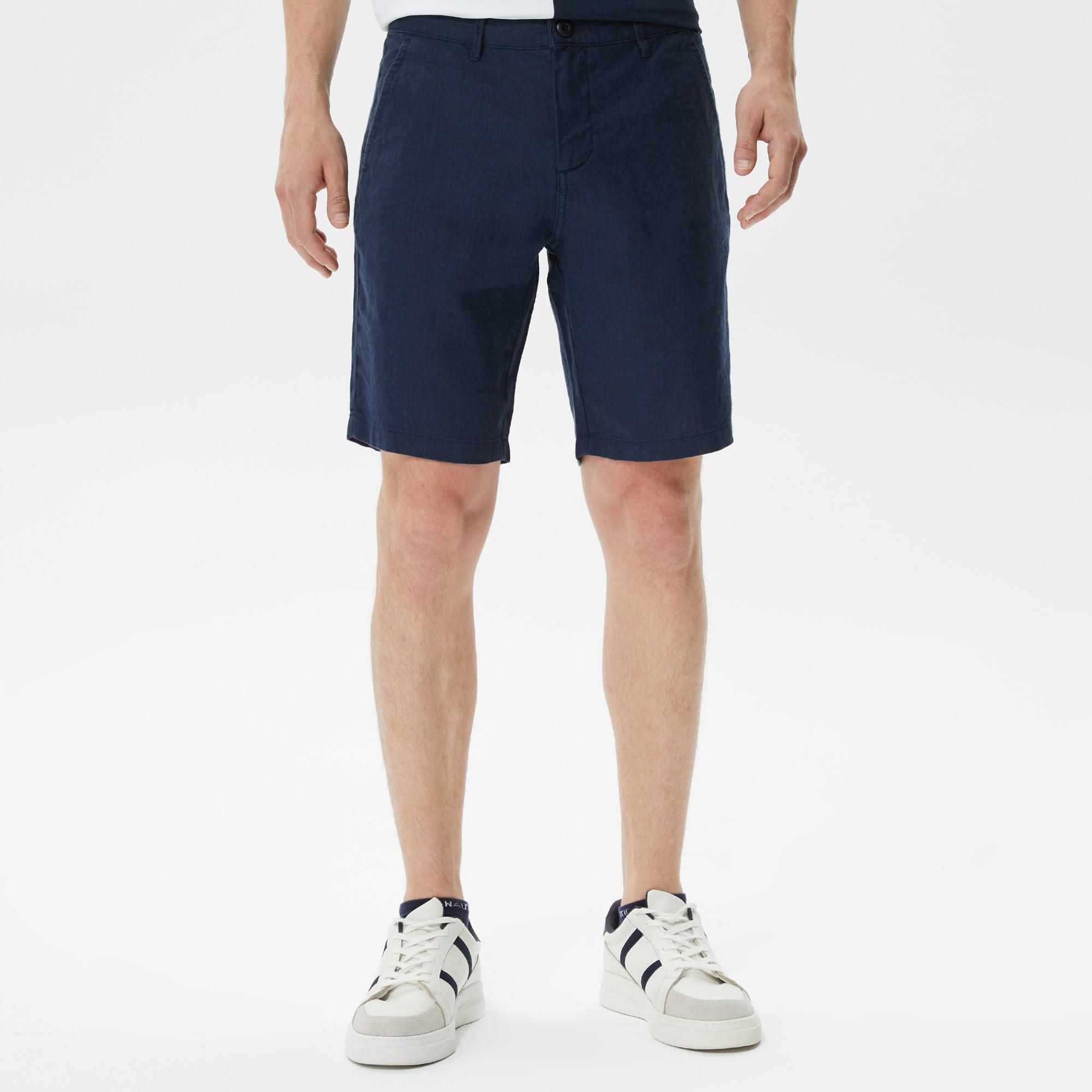 Nautica Erkek Lacivert Keten Bermuda