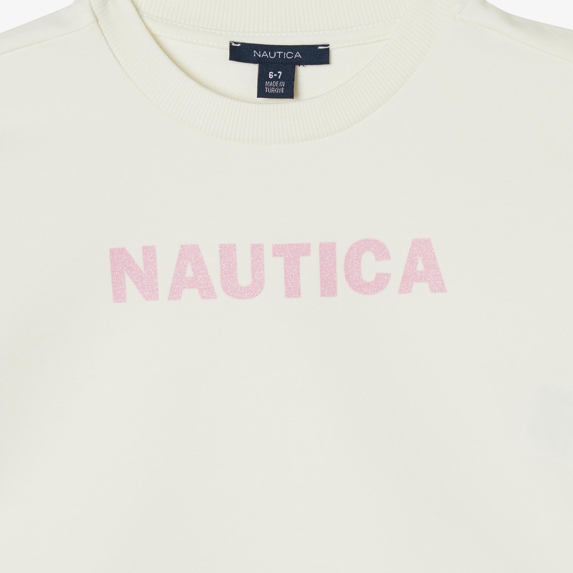 Nautica Kız Çocuk Beyaz Oversize Sweatshirt