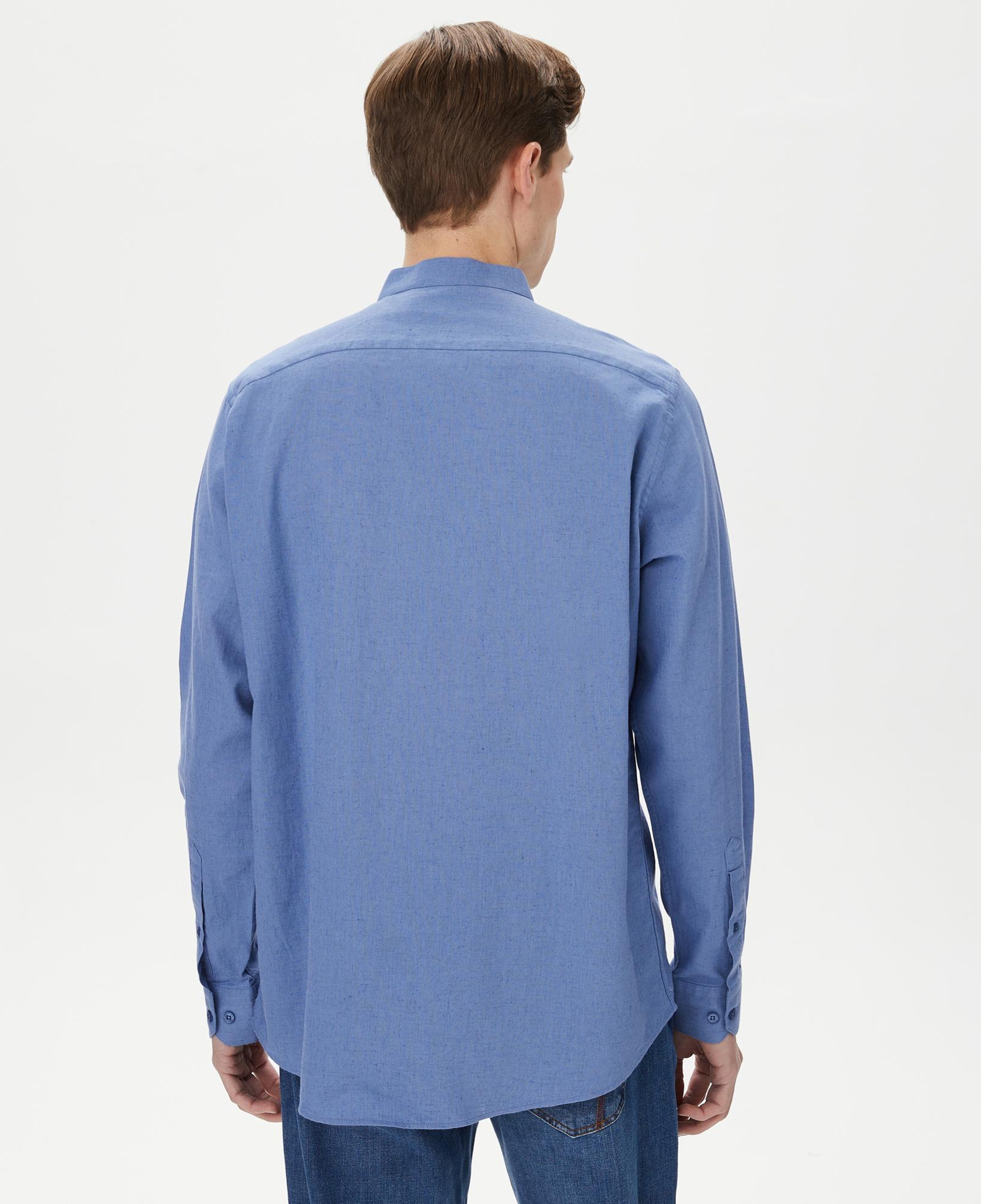 Nautica Erkek Mavi Classic Fit Keten Gömlek