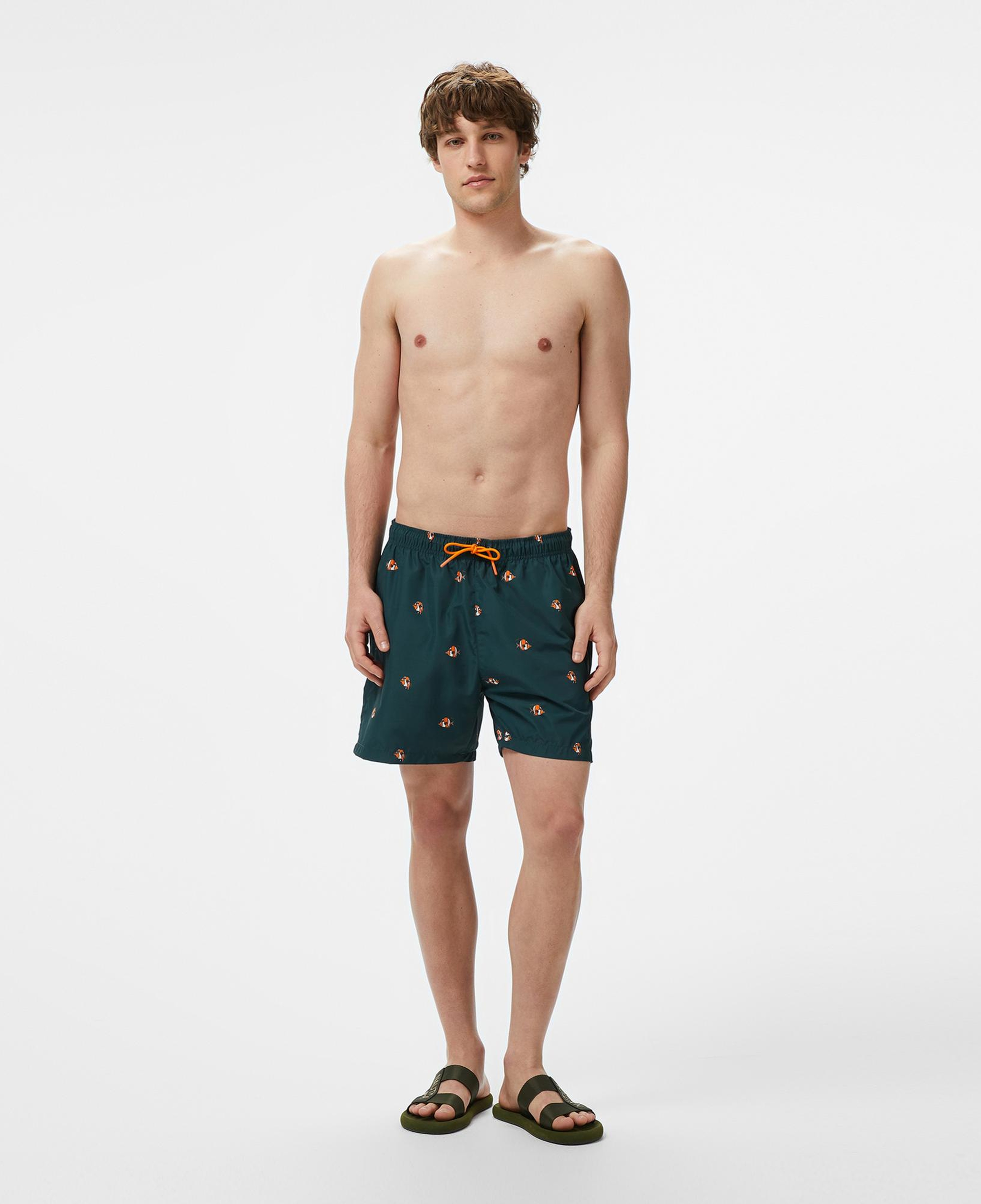 Nautica Erkek Yeşil Regular Fit Desenli Deniz Şortu