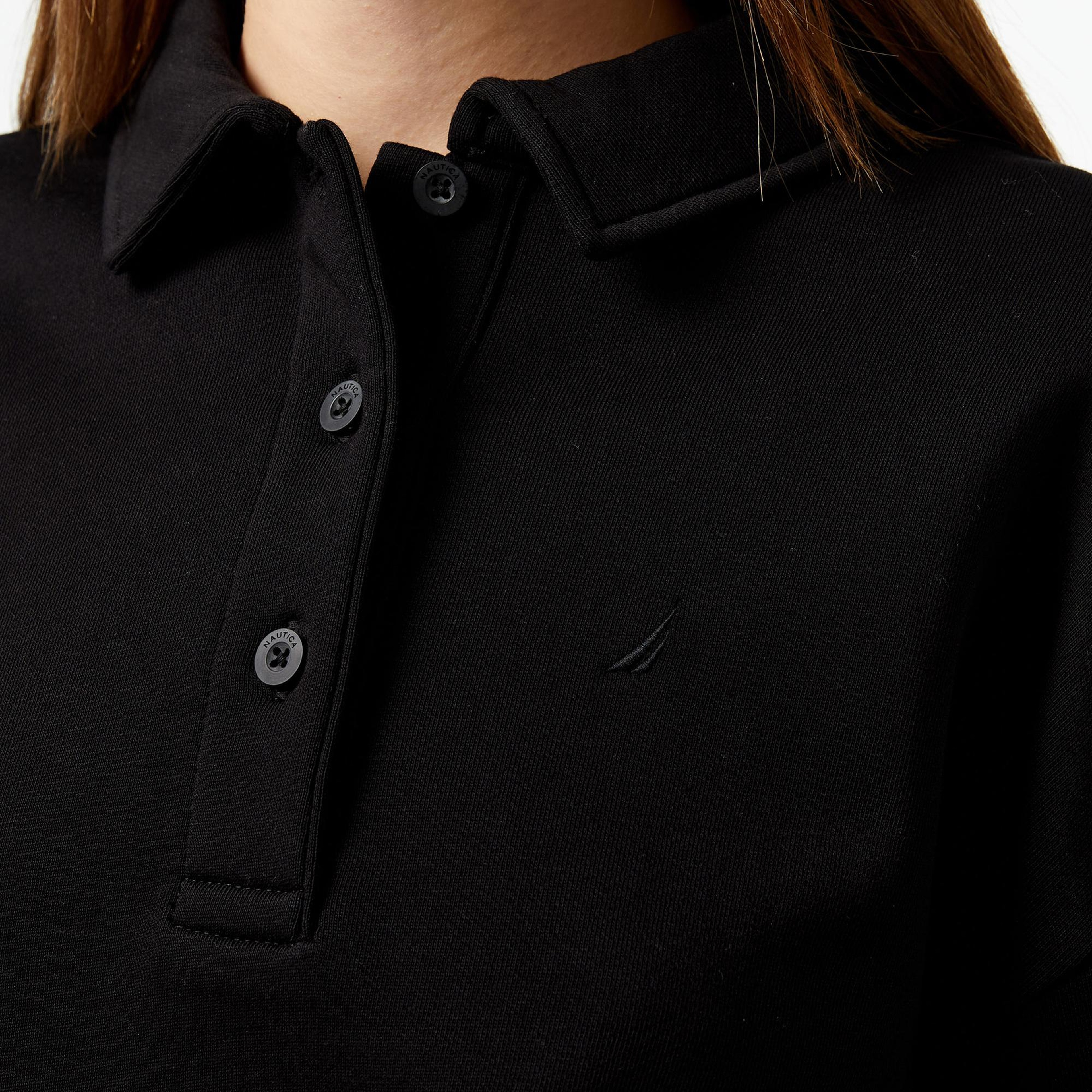 Nautica Kadın Siyah Oversize Uzun Kollu Polo