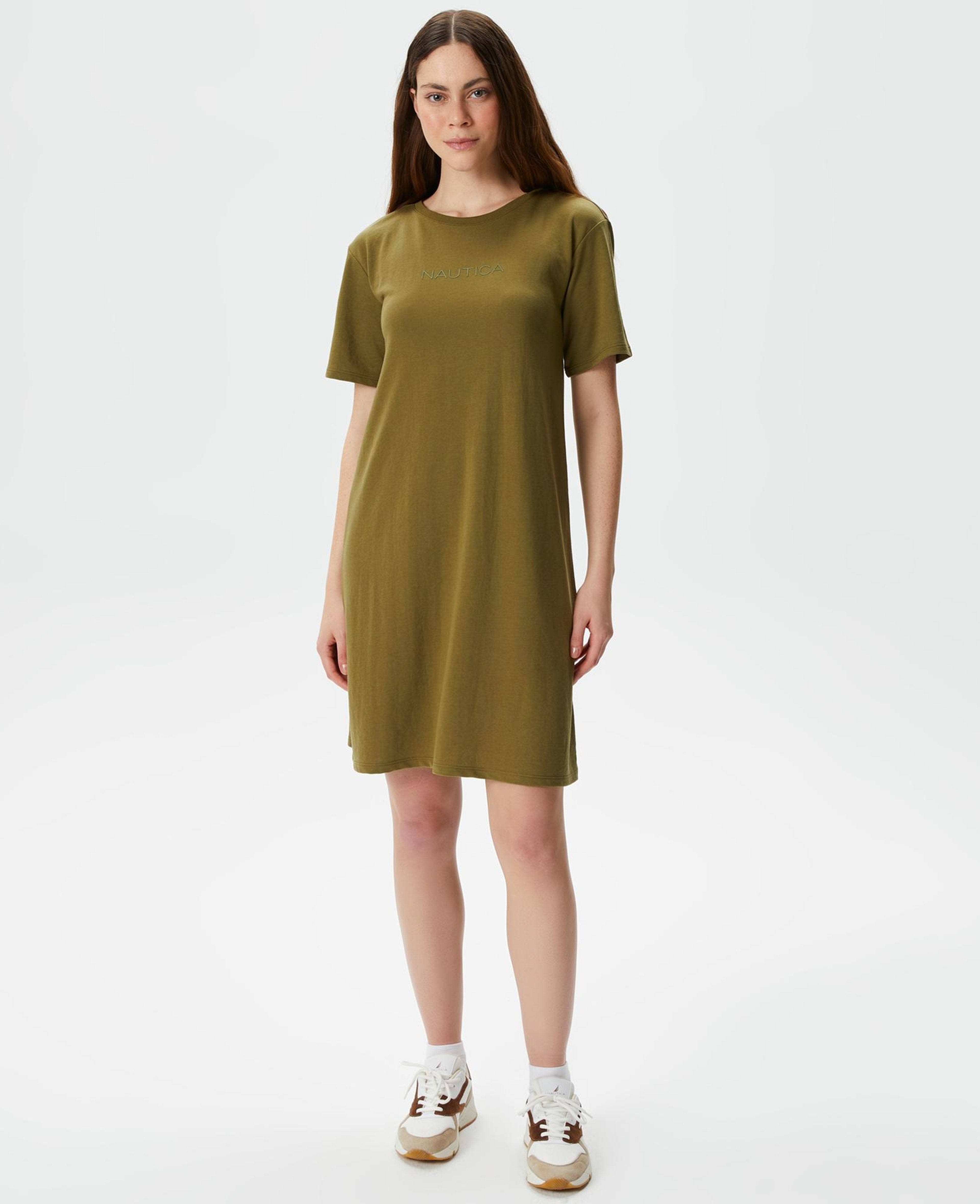 Nautica Kadın Yeşil Relaxed Fit Kısa Kollu Elbise