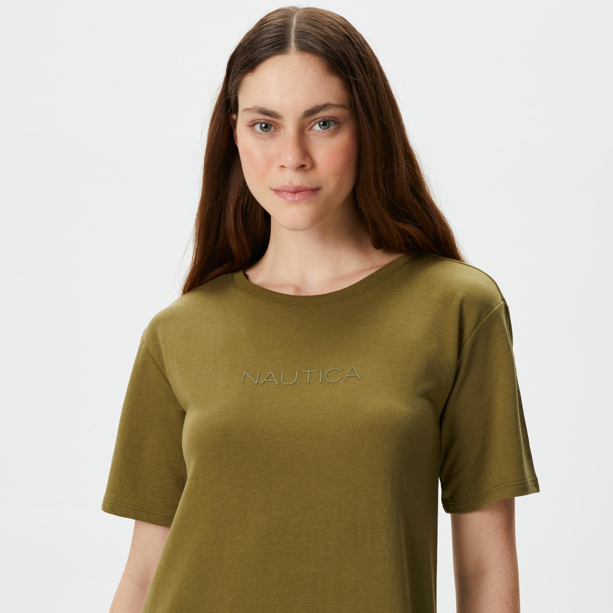 Nautica Kadın Yeşil Relaxed Fit Kısa Kollu Elbise