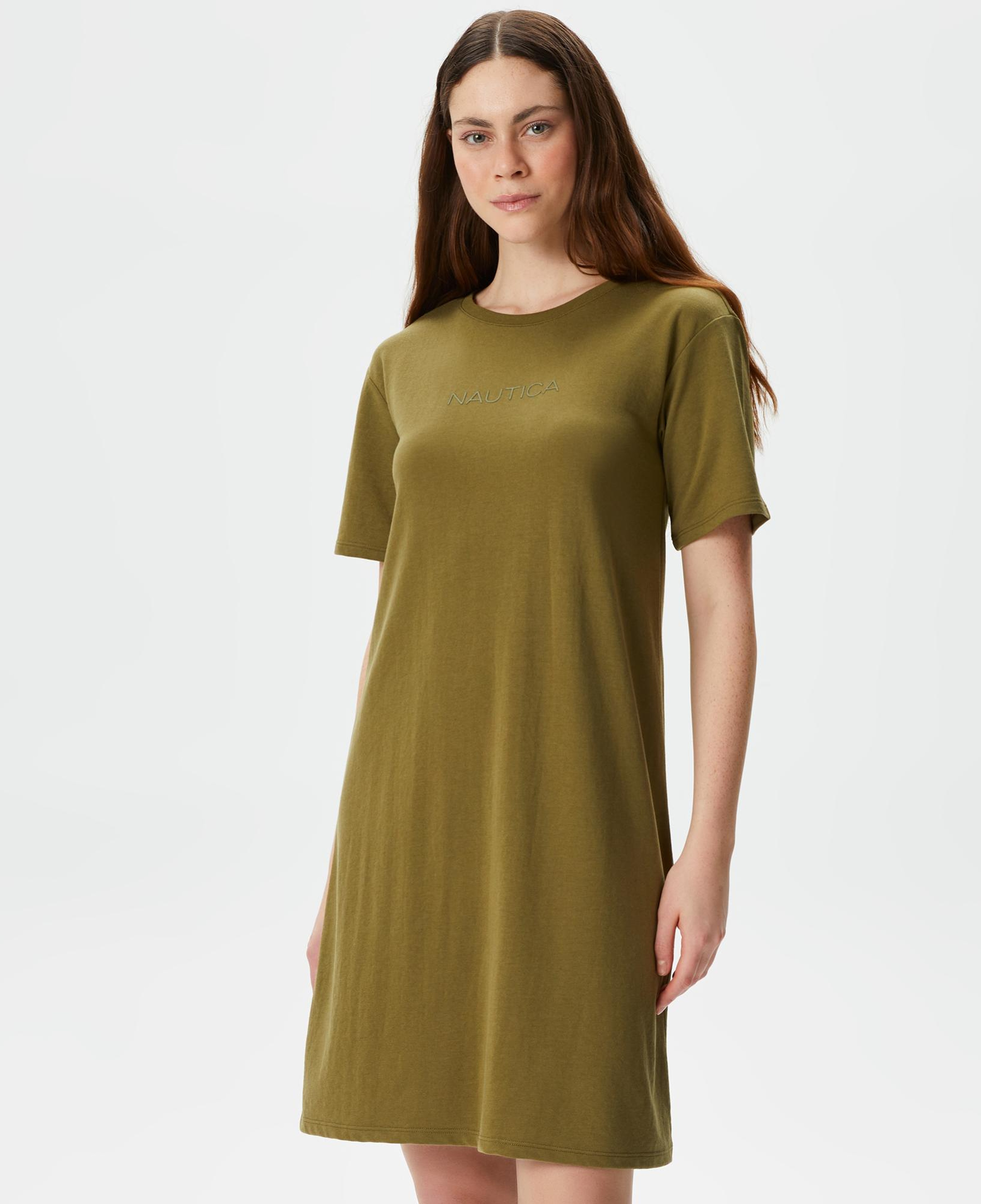 Nautica Kadın Yeşil Relaxed Fit Kısa Kollu Elbise