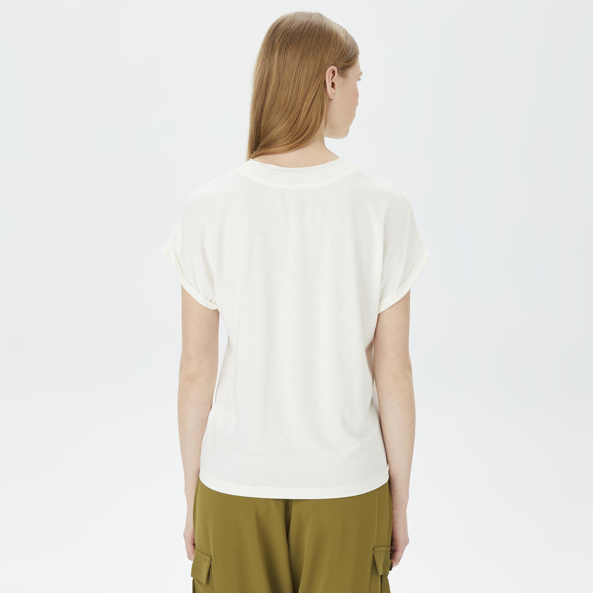 Nautica Kadın Beyaz Relaxed Fit T-Shirt