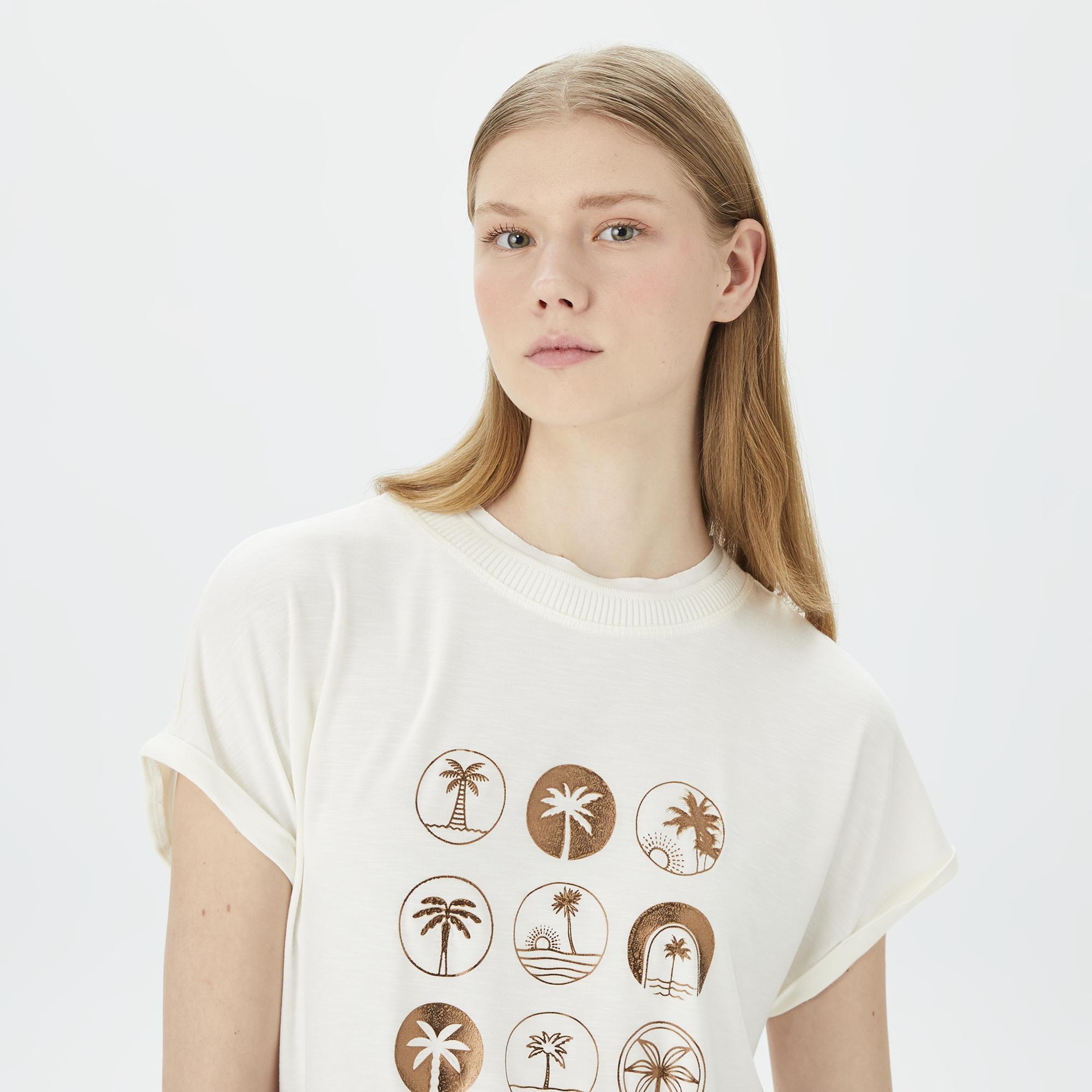 Nautica Kadın Beyaz Relaxed Fit T-Shirt