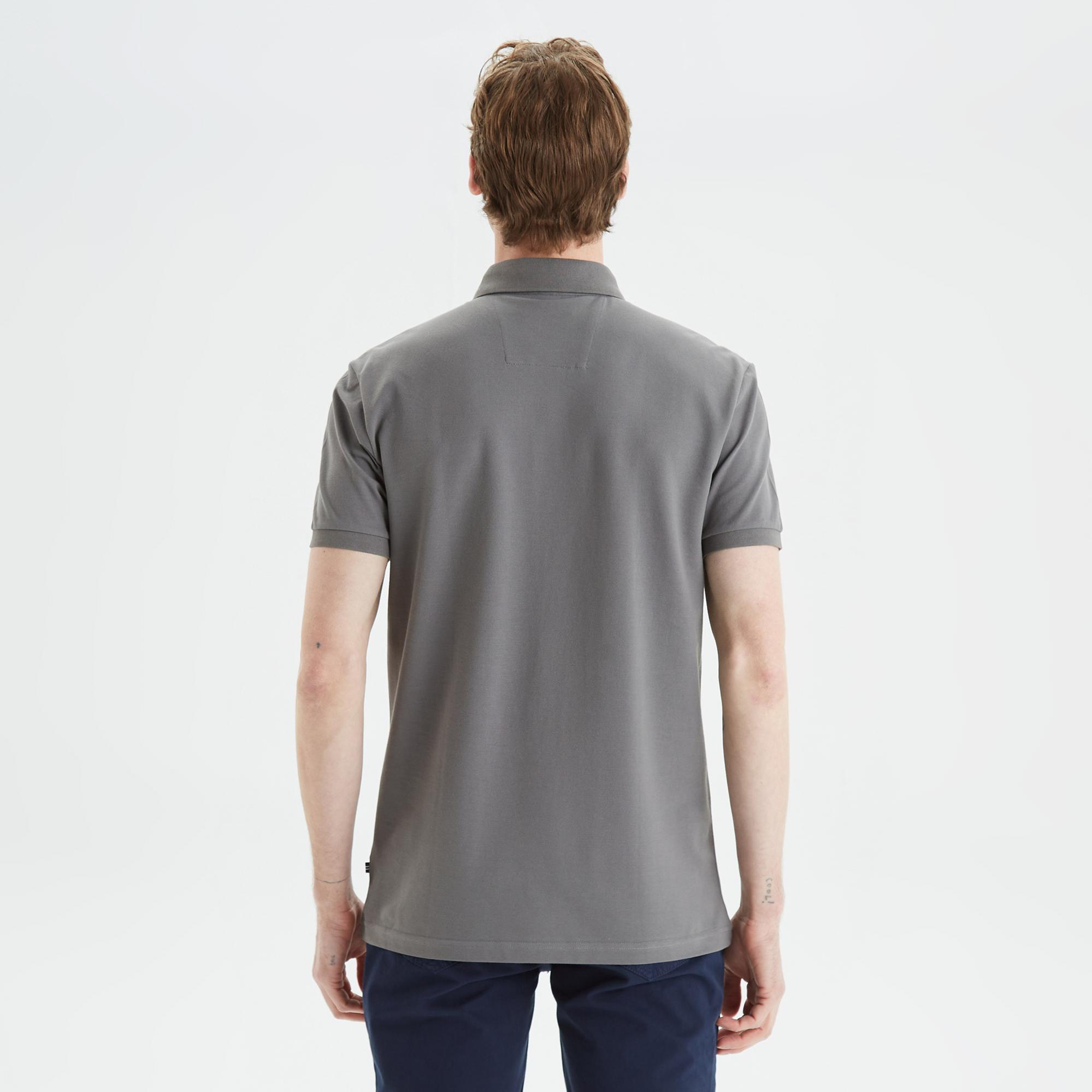 Nautica Erkek Gri Slim Fit Kısa Kollu Polo Yaka T-Shirt