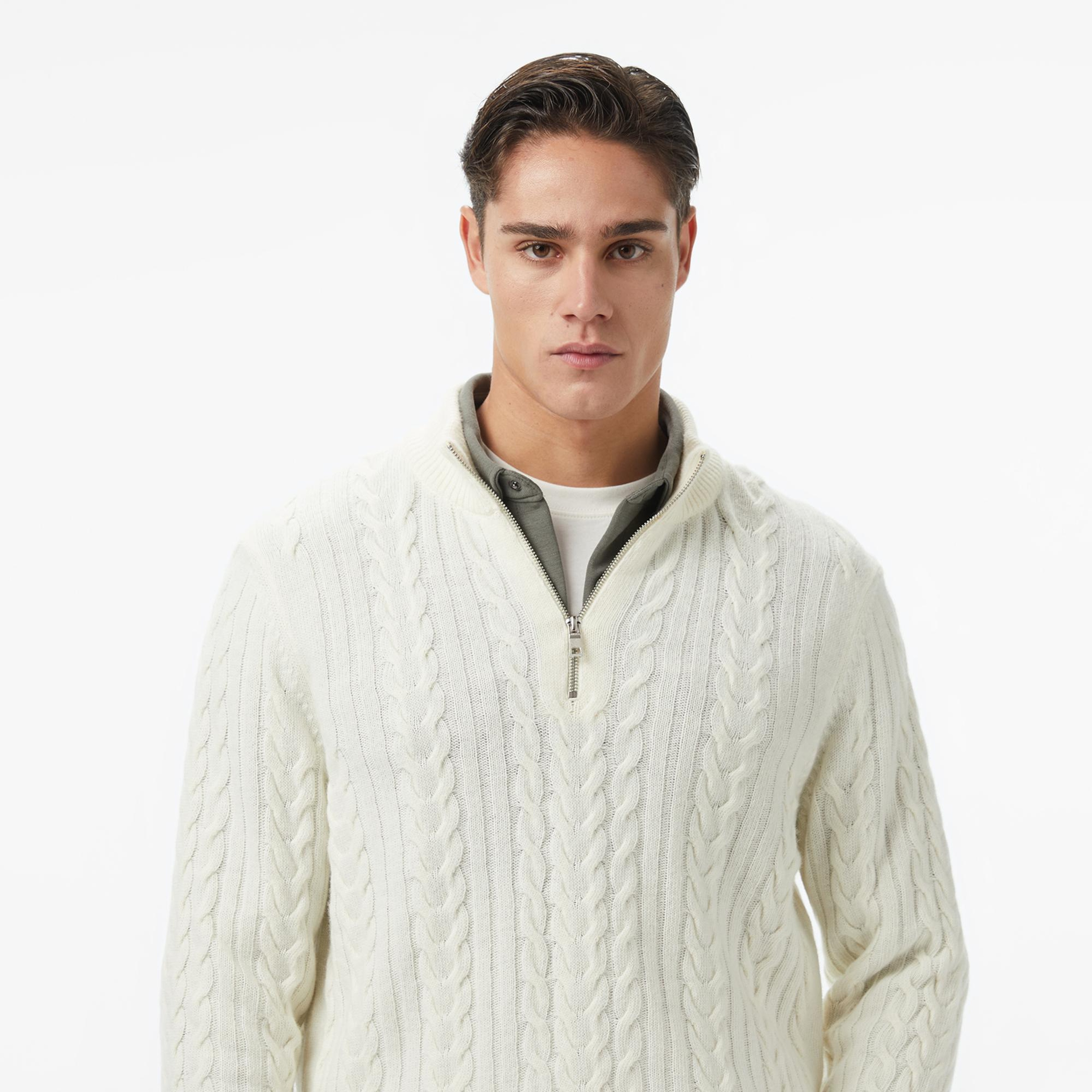 Nautica Erkek Krem Rengi Classic Fit Kazak