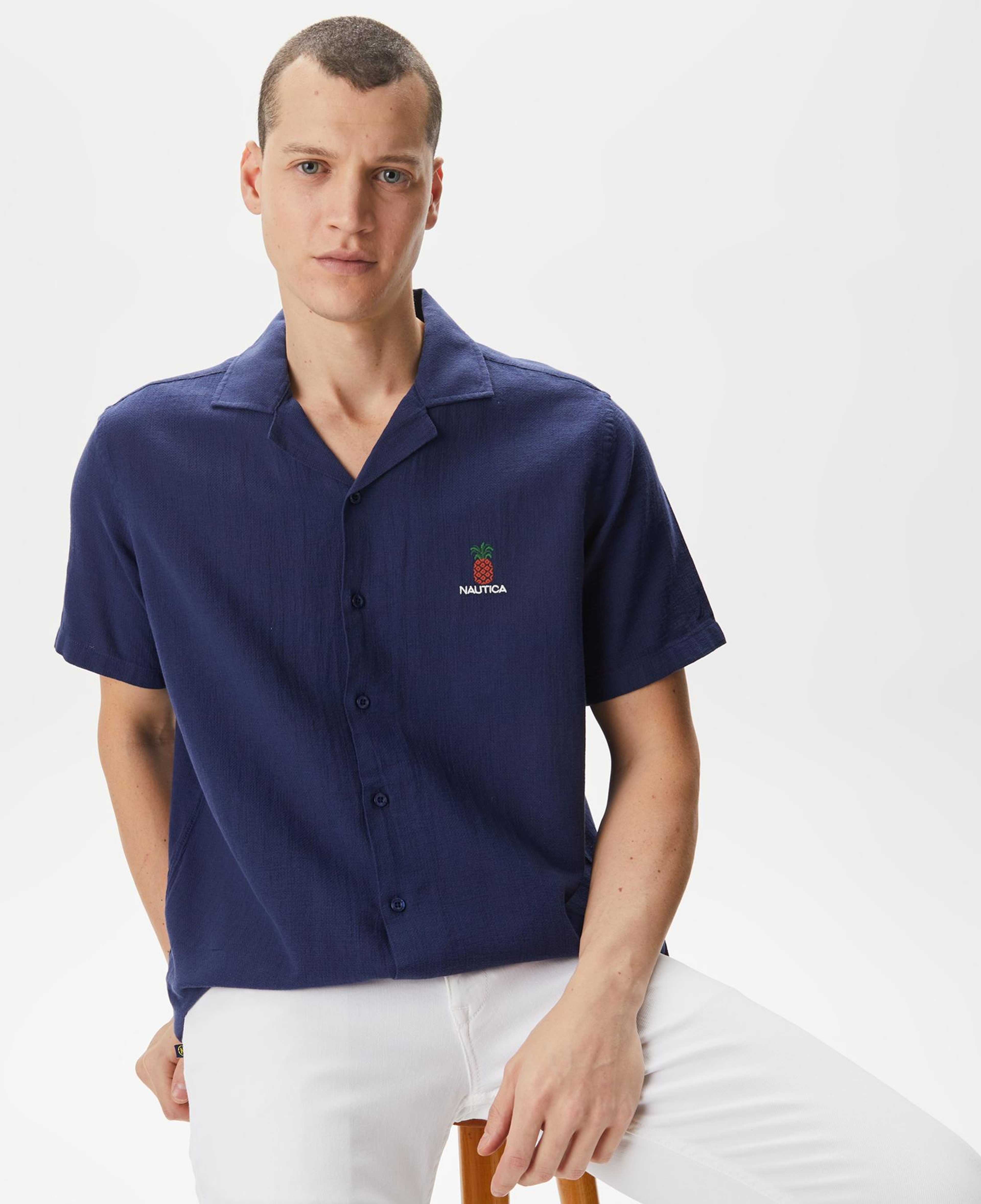 Nautica Erkek Lacivert Classic Fit Kısa Kollu Gömlek