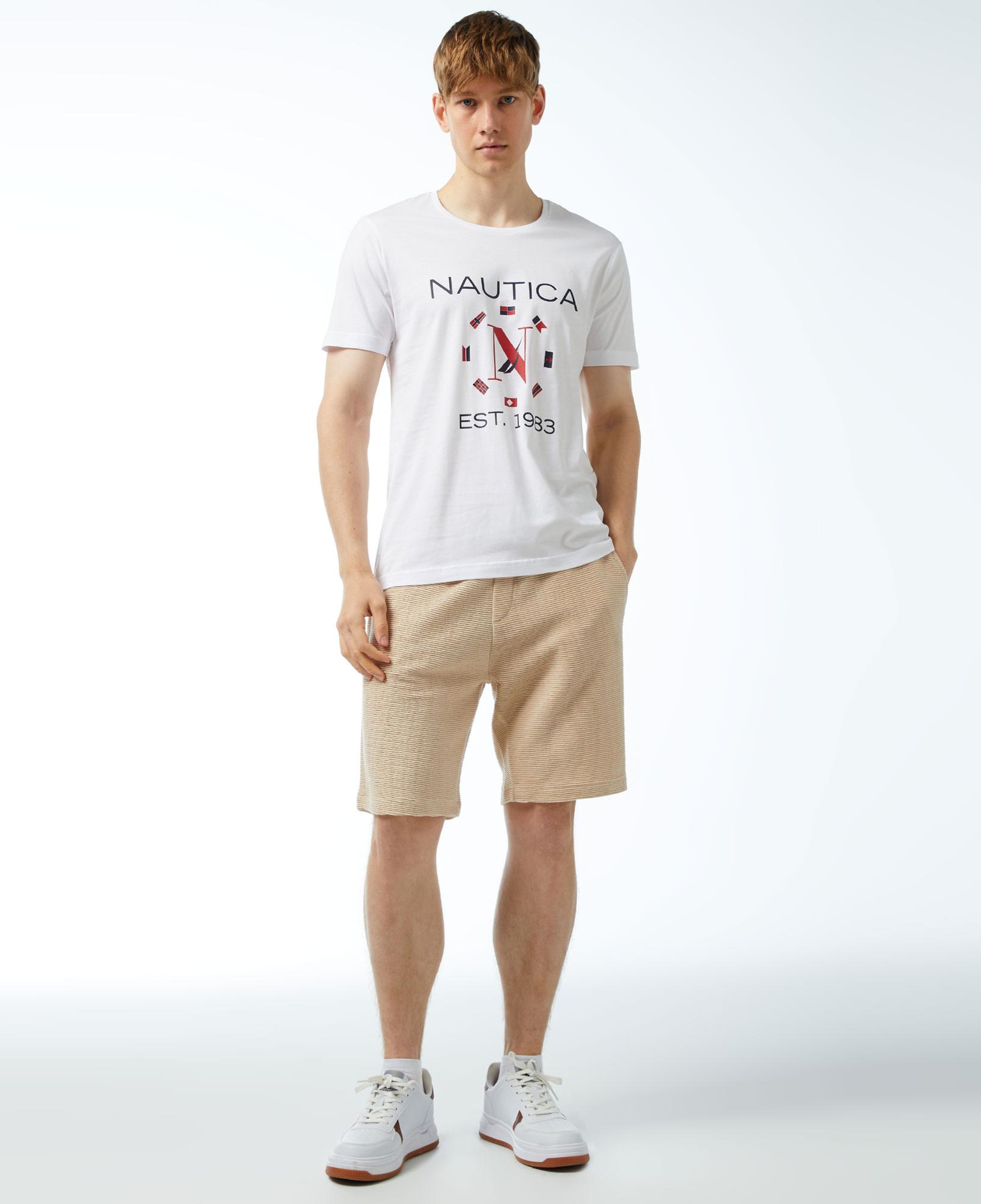 Nautica Erkek Beyaz Standart Fit Kısa Kollu Baskılı T-Shirt