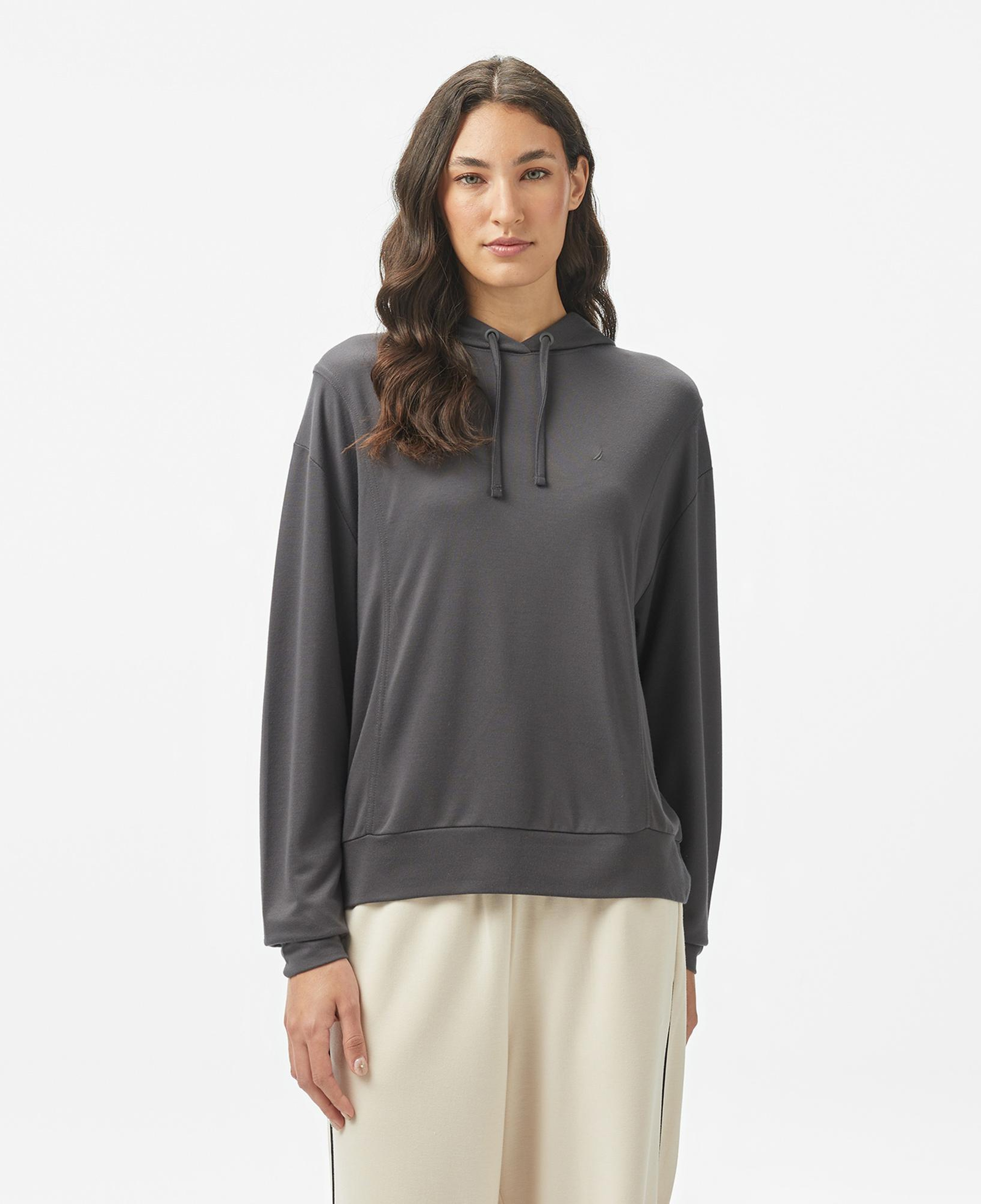 Nautica Kadın Gri Regular Fit Kapüşonlu Sweatshirt