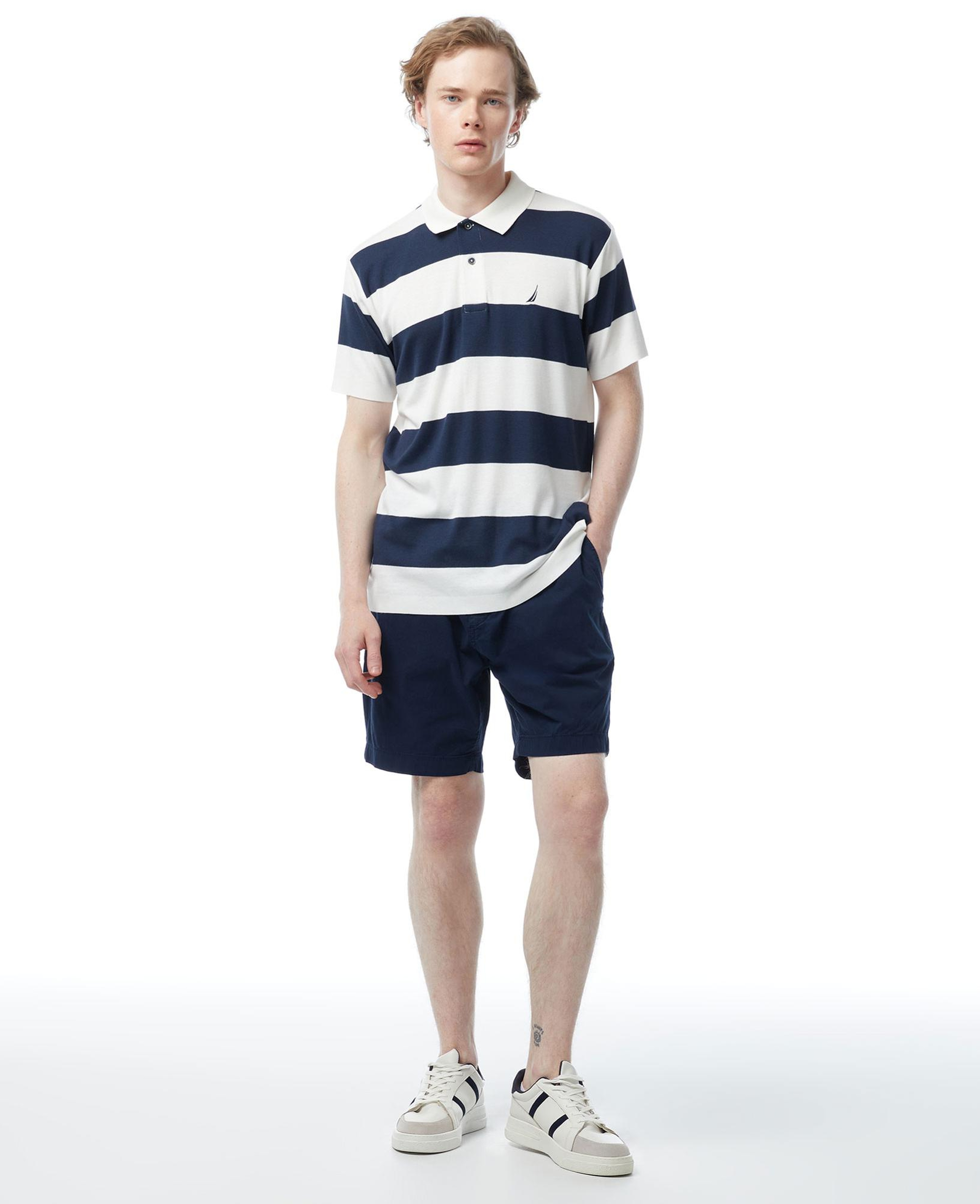 Nautica Erkek Lacivert Classic Fit Kısa Kollu Çizgili Polo Yaka T-Shirt