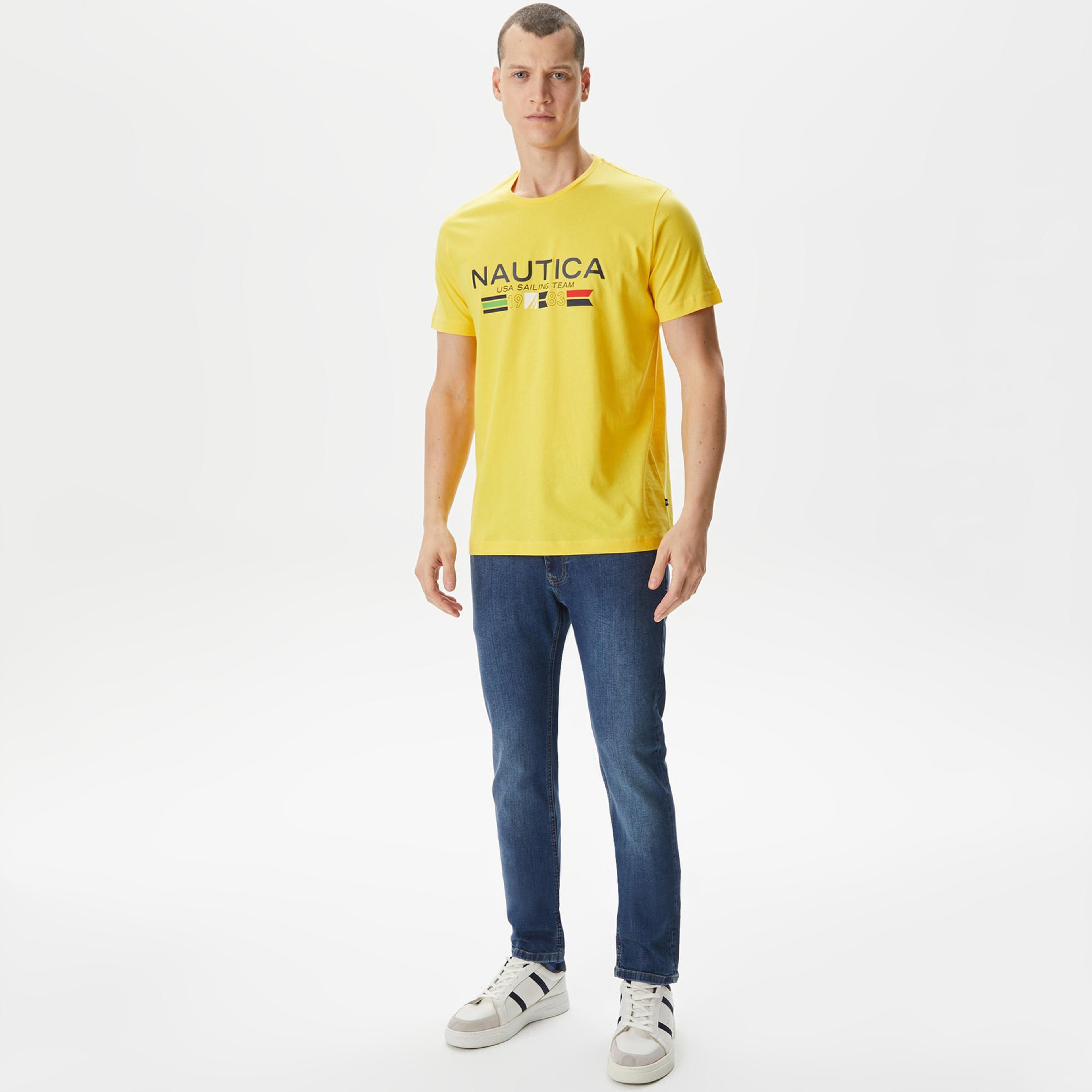 Nautica Erkek Sarı Standart Fit T-Shirt