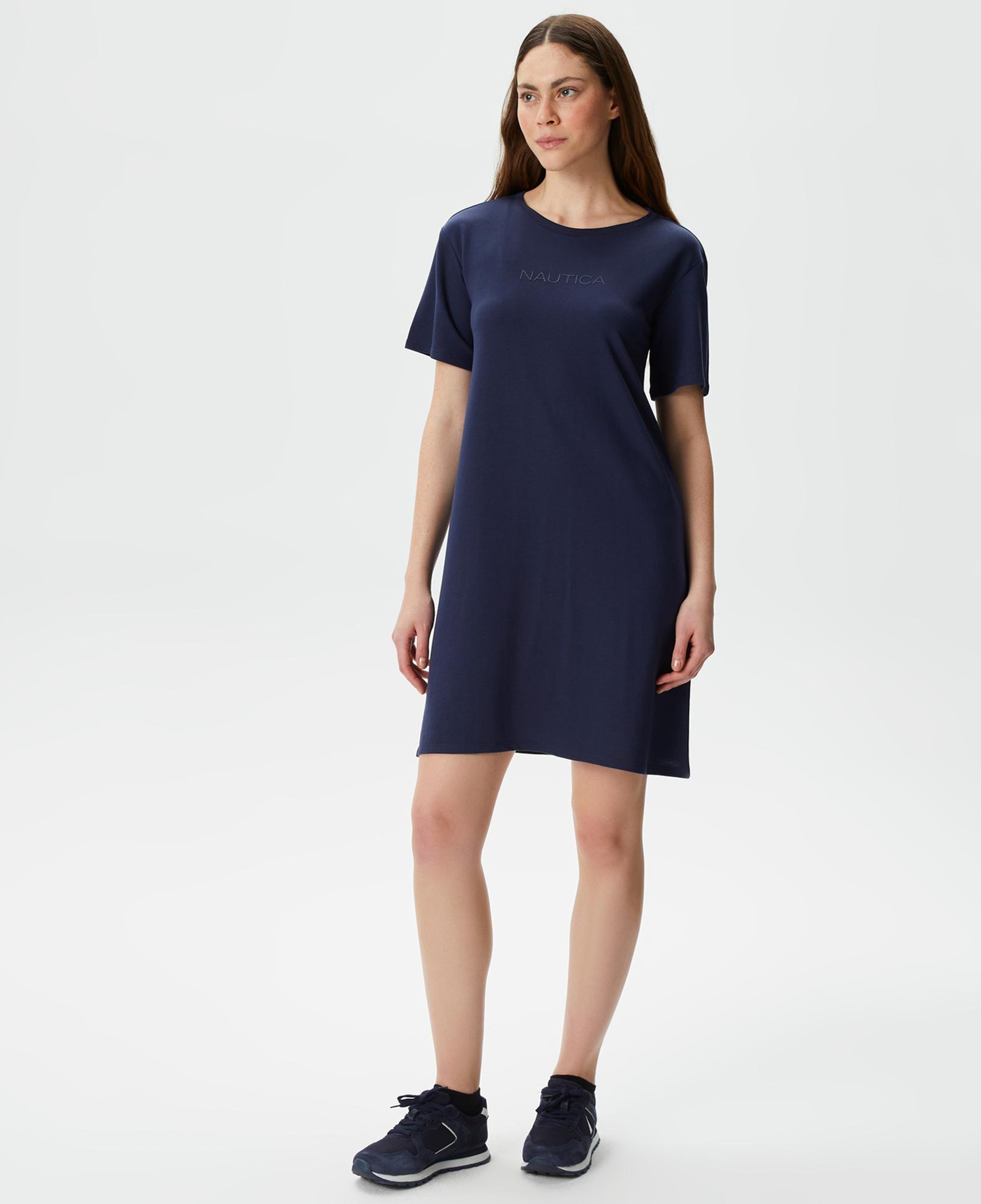 Nautica Kadın Lacivert Relaxed Fit Kısa Kollu Elbise