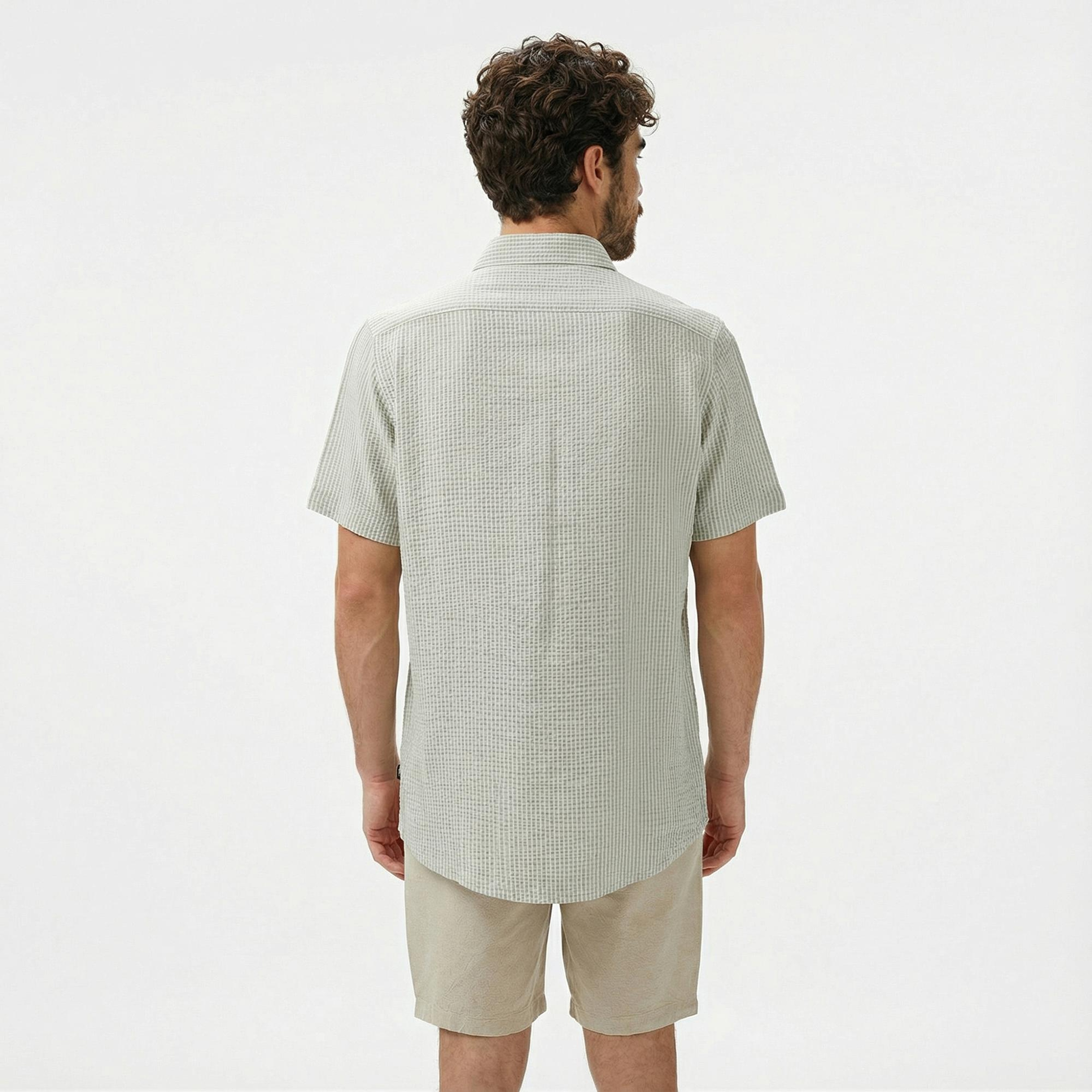 Nautica Erkek Yeşil Classic Fit Çizgili Gömlek