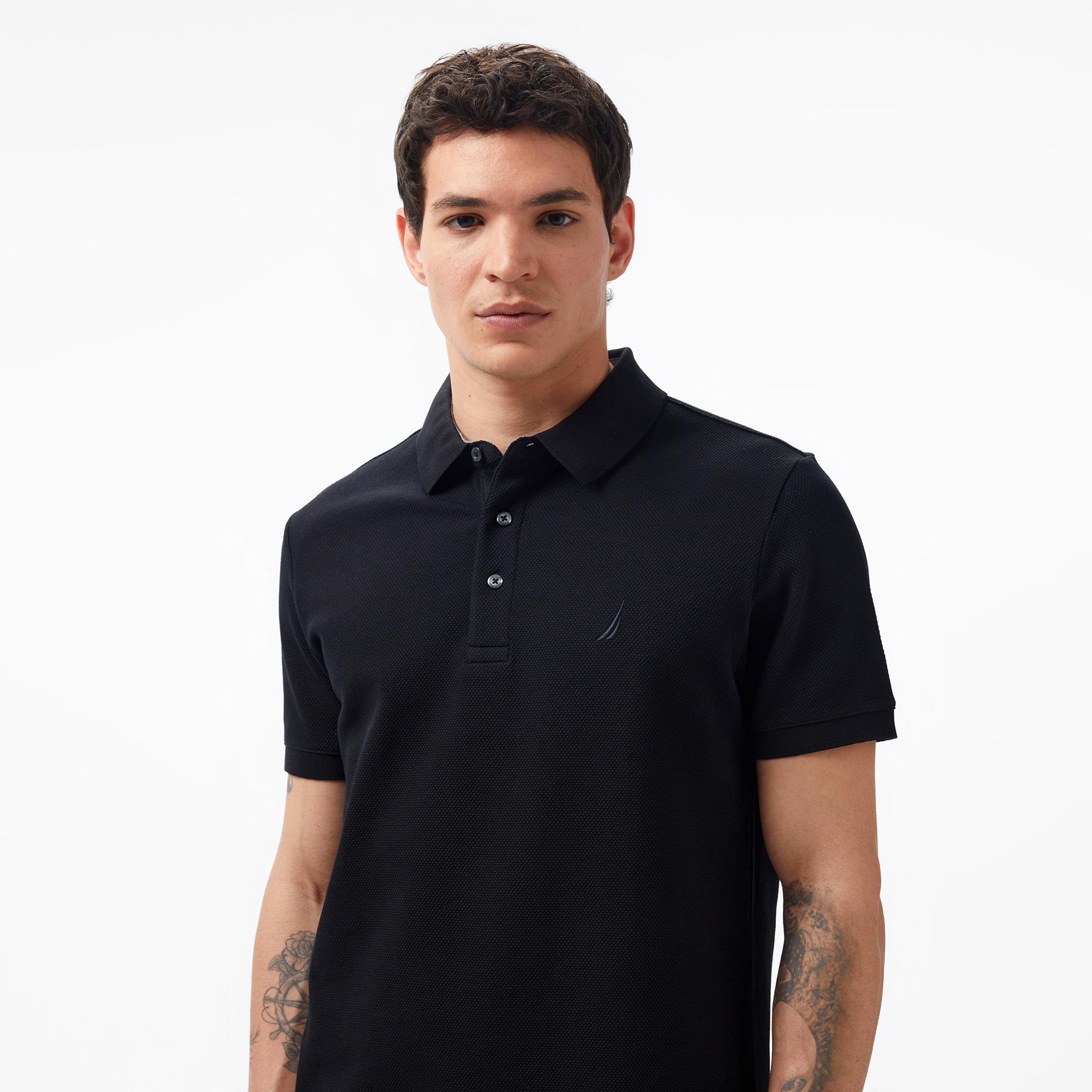 Nautica Erkek Siyah Slim Fit Kısa Kollu Polo Yaka T-Shirt