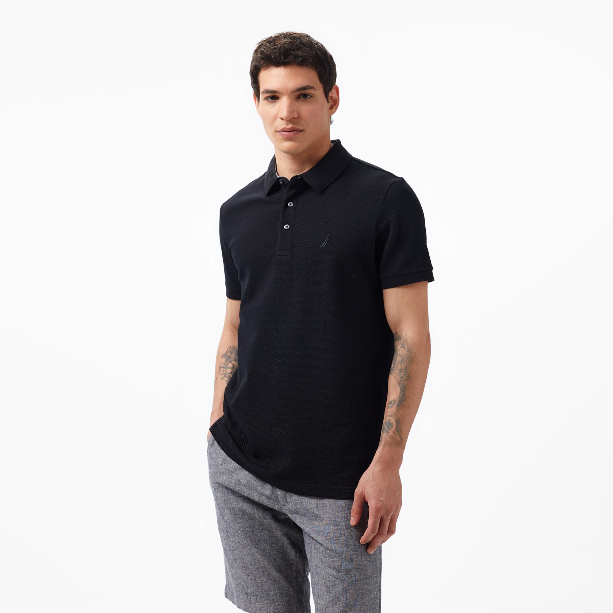 Nautica Erkek Siyah Slim Fit Kısa Kollu Polo Yaka T-Shirt