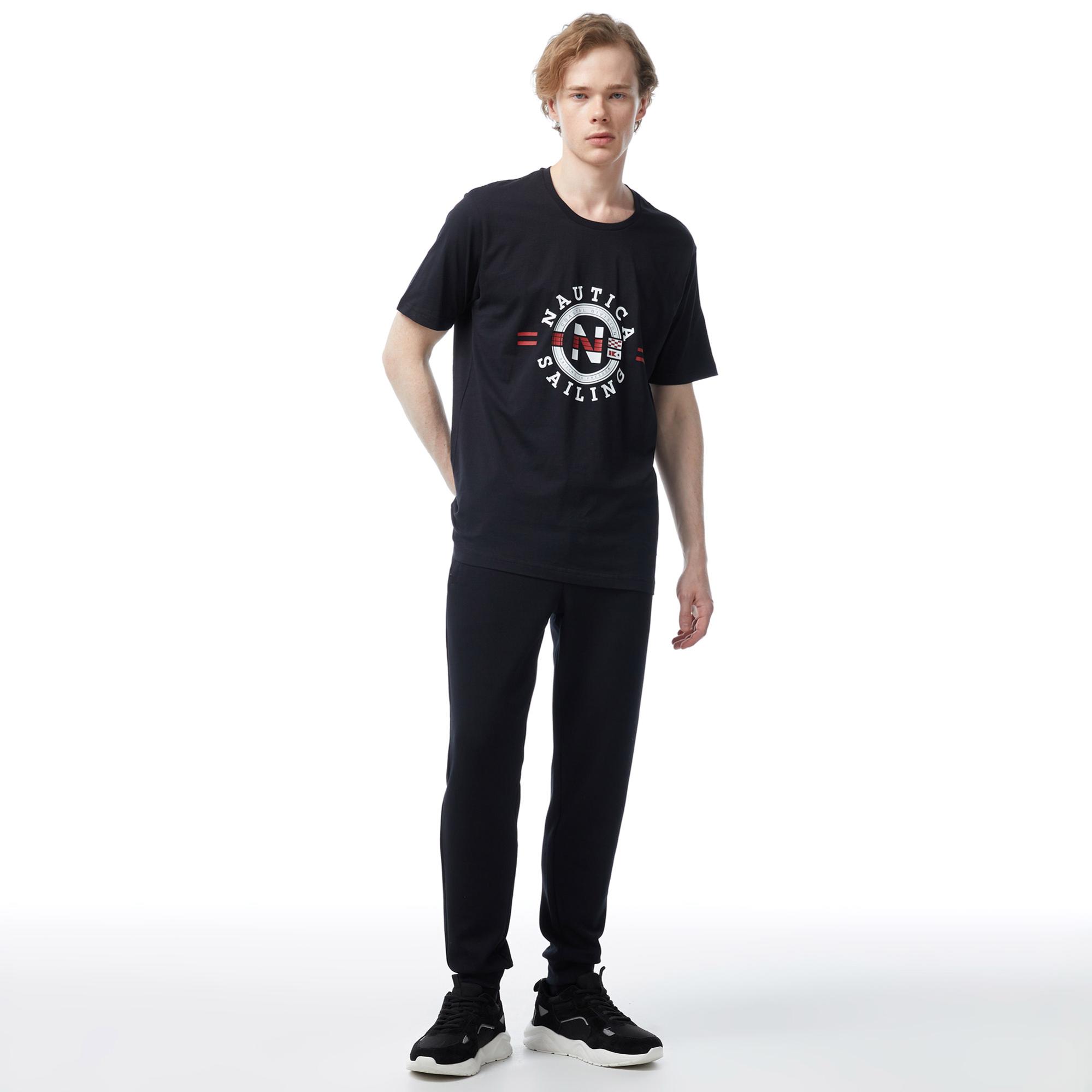 Nautica Erkek Siyah Standart Fit Kısa Kollu Baskılı T-Shirt