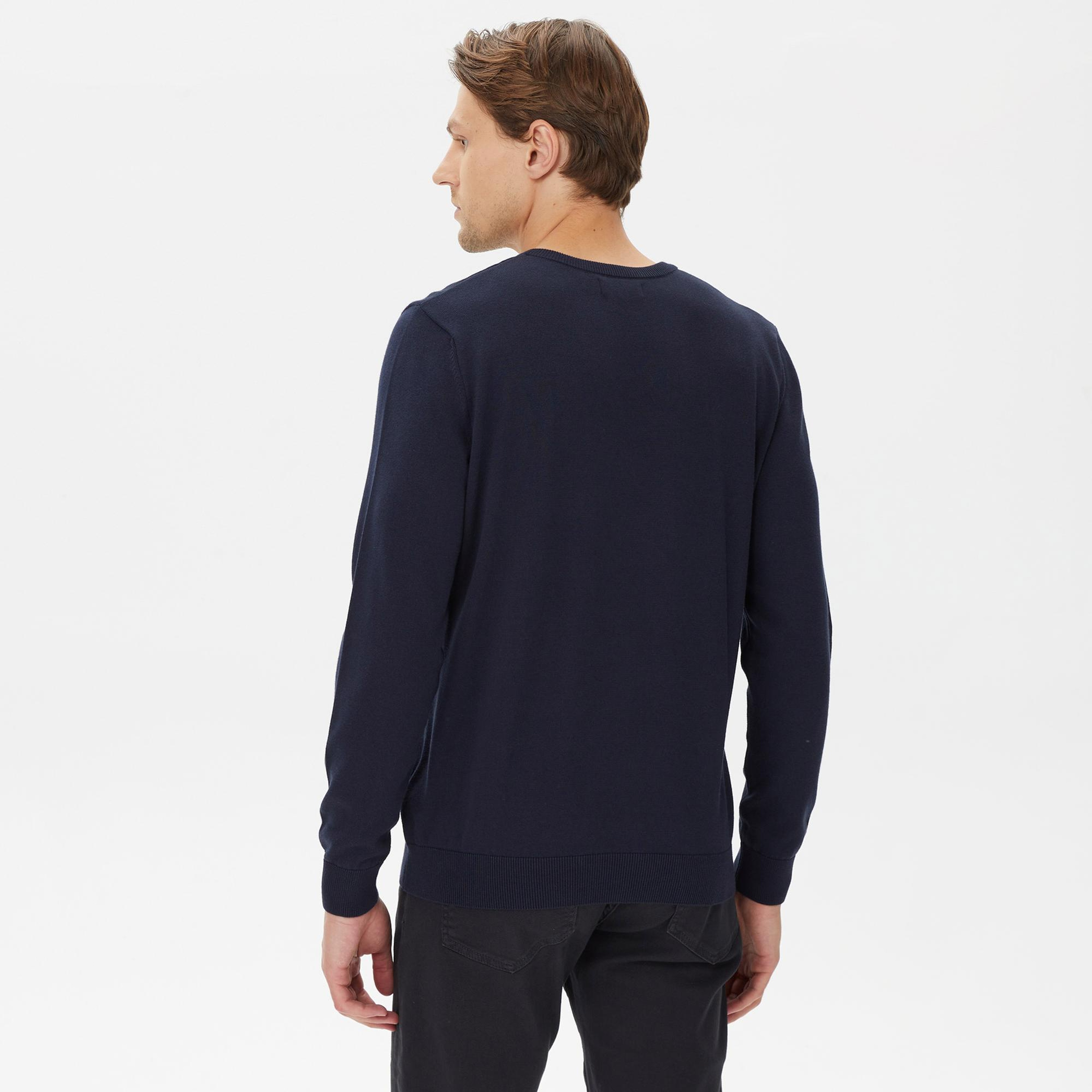 Nautica Erkek Lacivert Standart Fit V Yaka Kazak