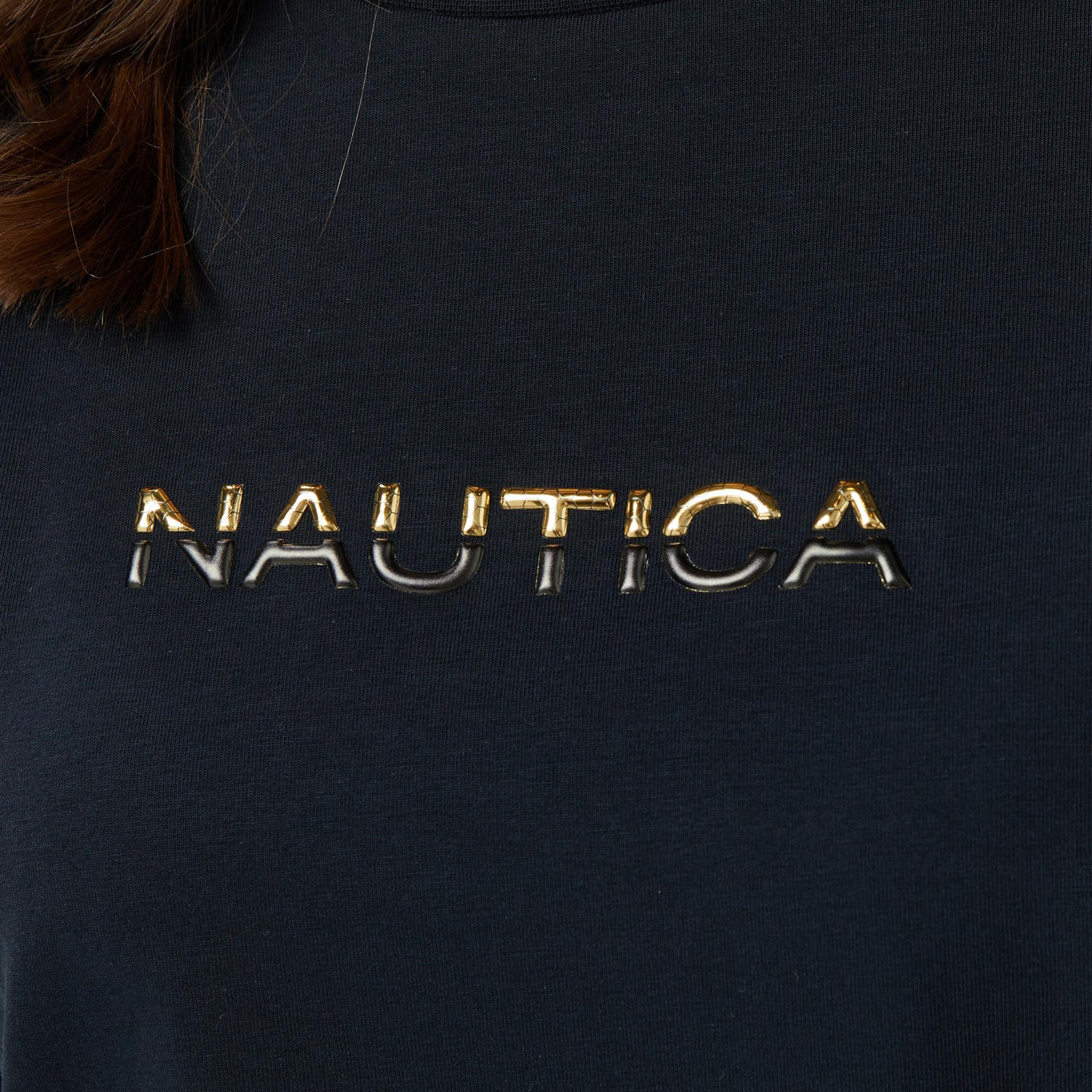 Nautica Kadın Siyah Regular Fit Baskılı T-Shirt